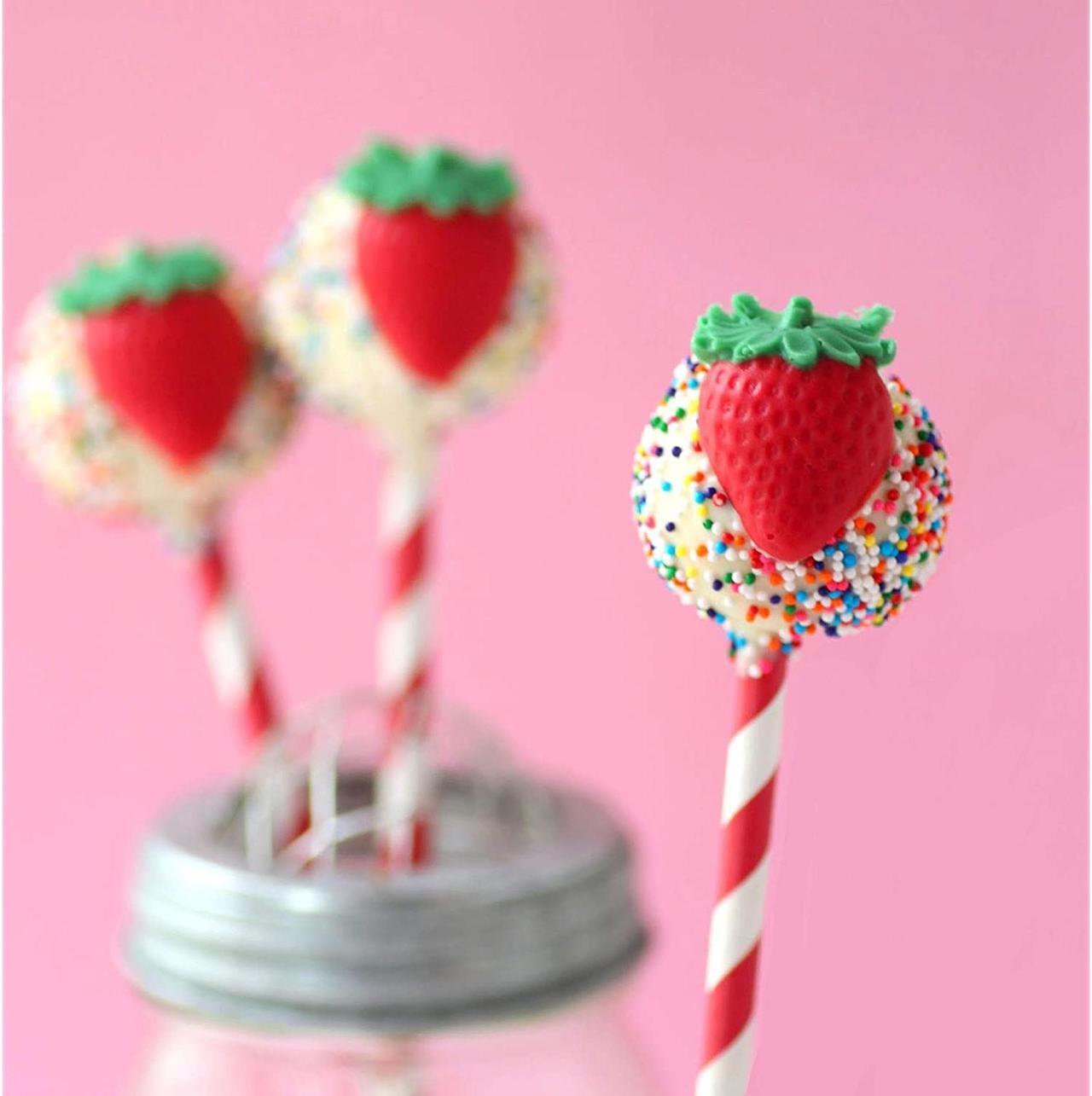 Alt view image 5 of 7 - Outside the Box Papers Strawberry Shortcake Theme Polka Dot and Striped Paper Straws 7.75 Inches 100 Pack Red, Pink, Lime Green, White