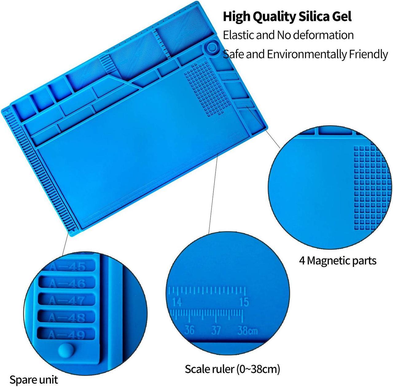 Alt view image 3 of 7 - Kaisi S-180 Large Silicone Soldering Mat Magnetic Repair Work Mat, Heat Resistant Insulation Large Platform Station Pad for Soldering, Electronics, Computer Repair, Size 21.6 x 13.8 inch