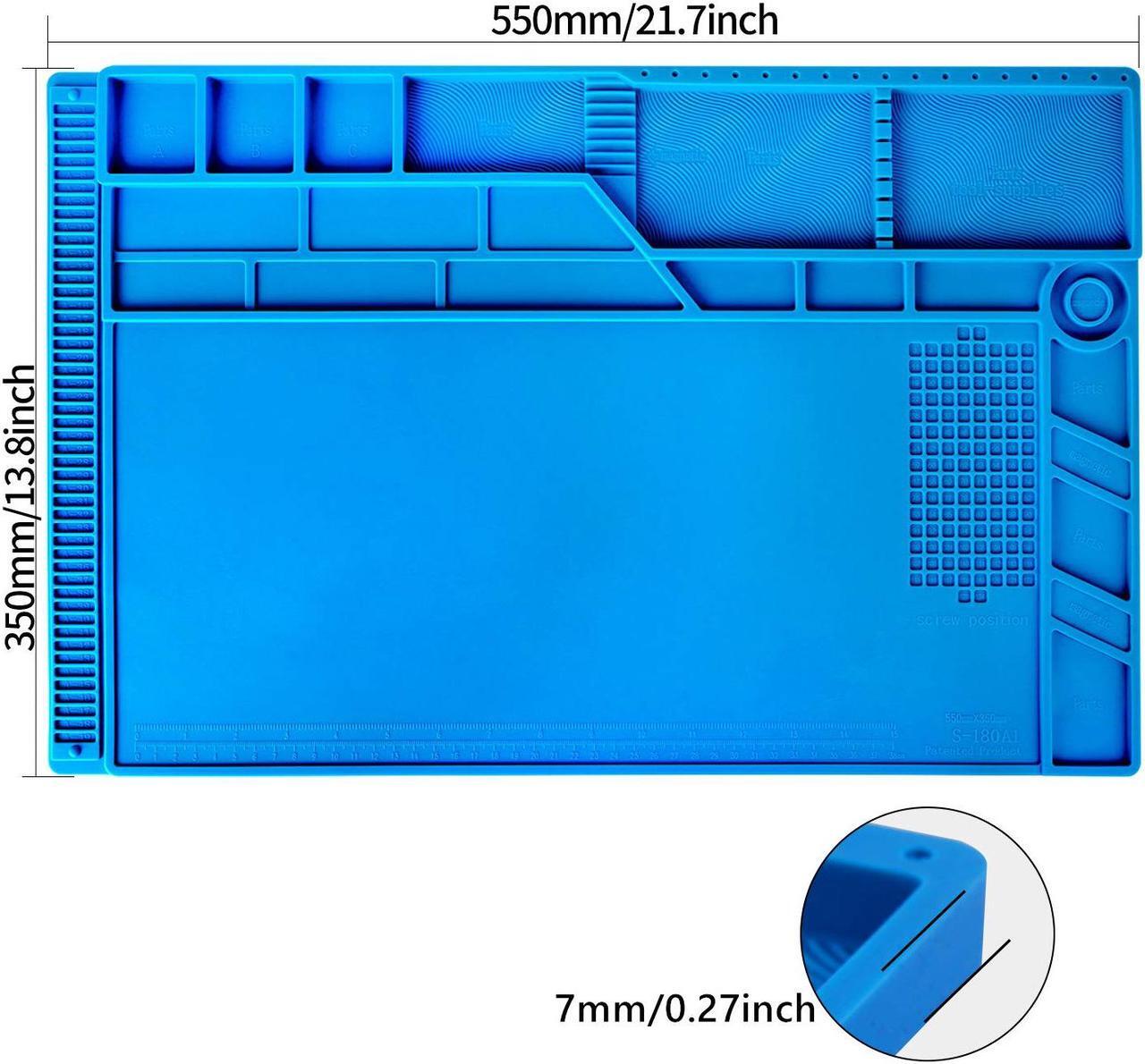Alt view image 2 of 7 - Kaisi S-180 Large Silicone Soldering Mat Magnetic Repair Work Mat, Heat Resistant Insulation Large Platform Station Pad for Soldering, Electronics, Computer Repair, Size 21.6 x 13.8 inch