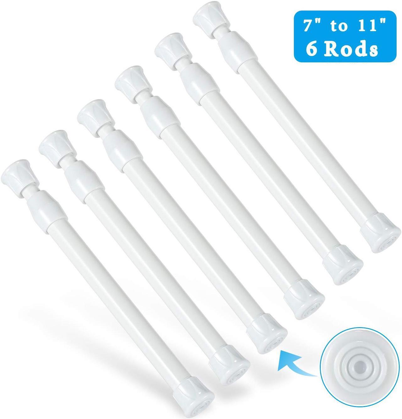 Main image of Goowin 6Pcs Tension Rod, Tension Curtain Rod No Drilling Rustproof Spring Adjustable Curtain Rod for Closet Kitchen Cupboard Wardrobe Bookshelf, White (7-11 inch)