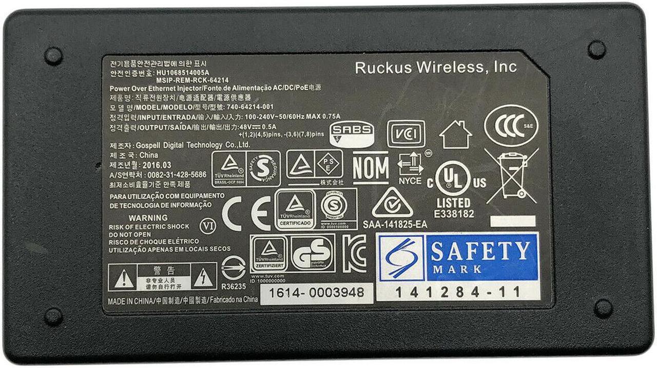 Alt view image 3 of 5 - OEM Ruckus 24W Xclaim 740-64214-001 PoE 802.3af 48V 0.5A Injector Adapter w/PC