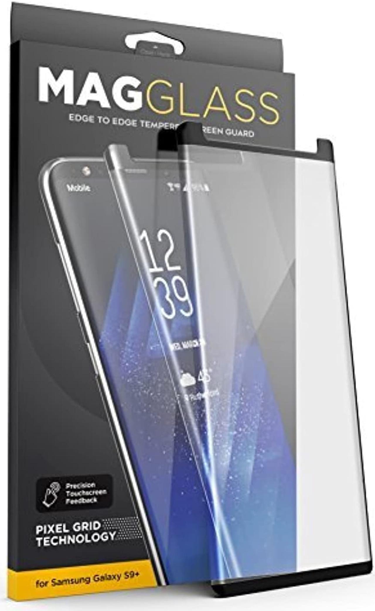 Alt view image 2 of 6 - Samsung Galaxy S9 Plus Tempered Glass Screen Protector - Curved MagGlass (SR90 Scratch-Proof/Shatterproof) Full Lens & Sensor Coverage Screen Guard (Includes Easy-on applicator)