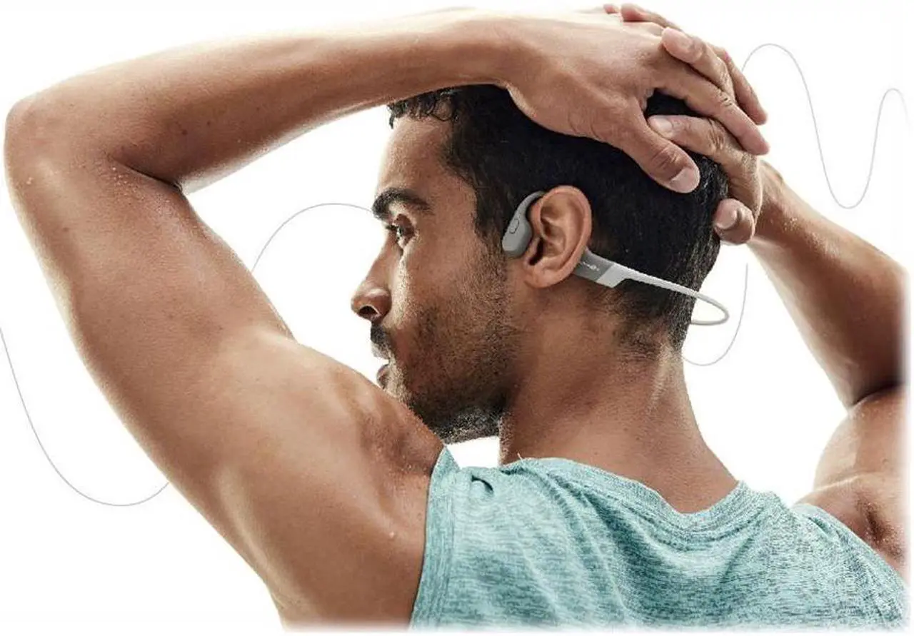 Alt view image 16 of 17 - Aftershokz Aeropex Bone Conduction Headset with Microphone (Lunar Gray)