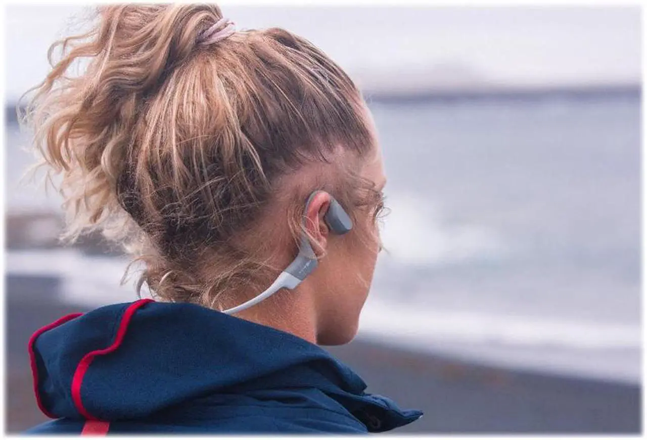 Alt view image 15 of 17 - Aftershokz Aeropex Bone Conduction Headset with Microphone (Lunar Gray)