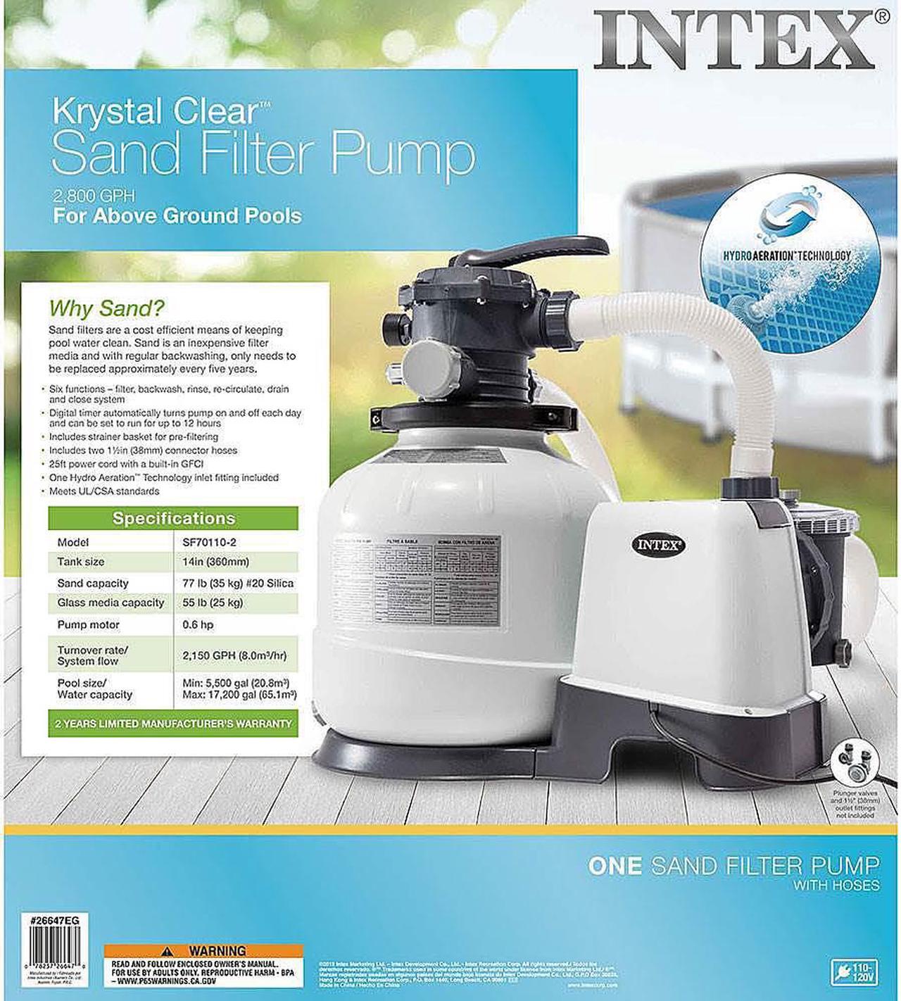 Alt view image 18 of 18 - Intex 26647EG 2800 GPH Above Ground Pool Sand Filter Pump with Automatic Timer