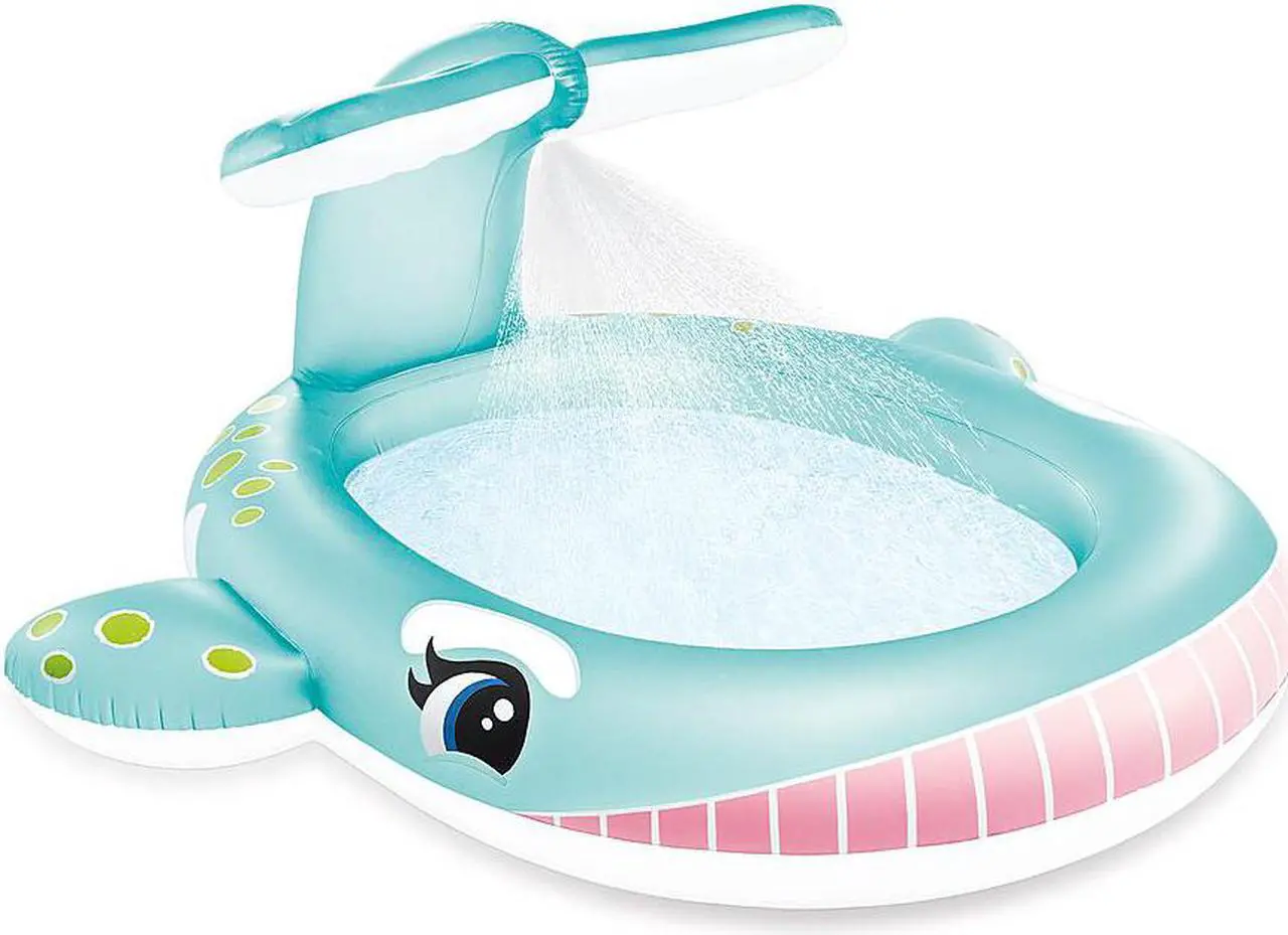 Alt view image 6 of 10 - Intex 57440EP 79" x 77" x 36" Inflatable Whale Spray Kiddie Pool for Kids 2+
