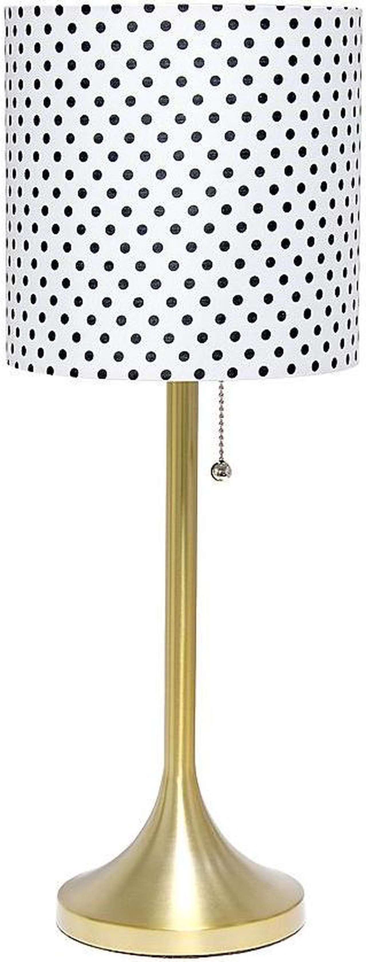 Alt view image 15 of 20 - Simple Designs Gold Tapered Table Lamp with Polka Dot Fabric Drum Shade
