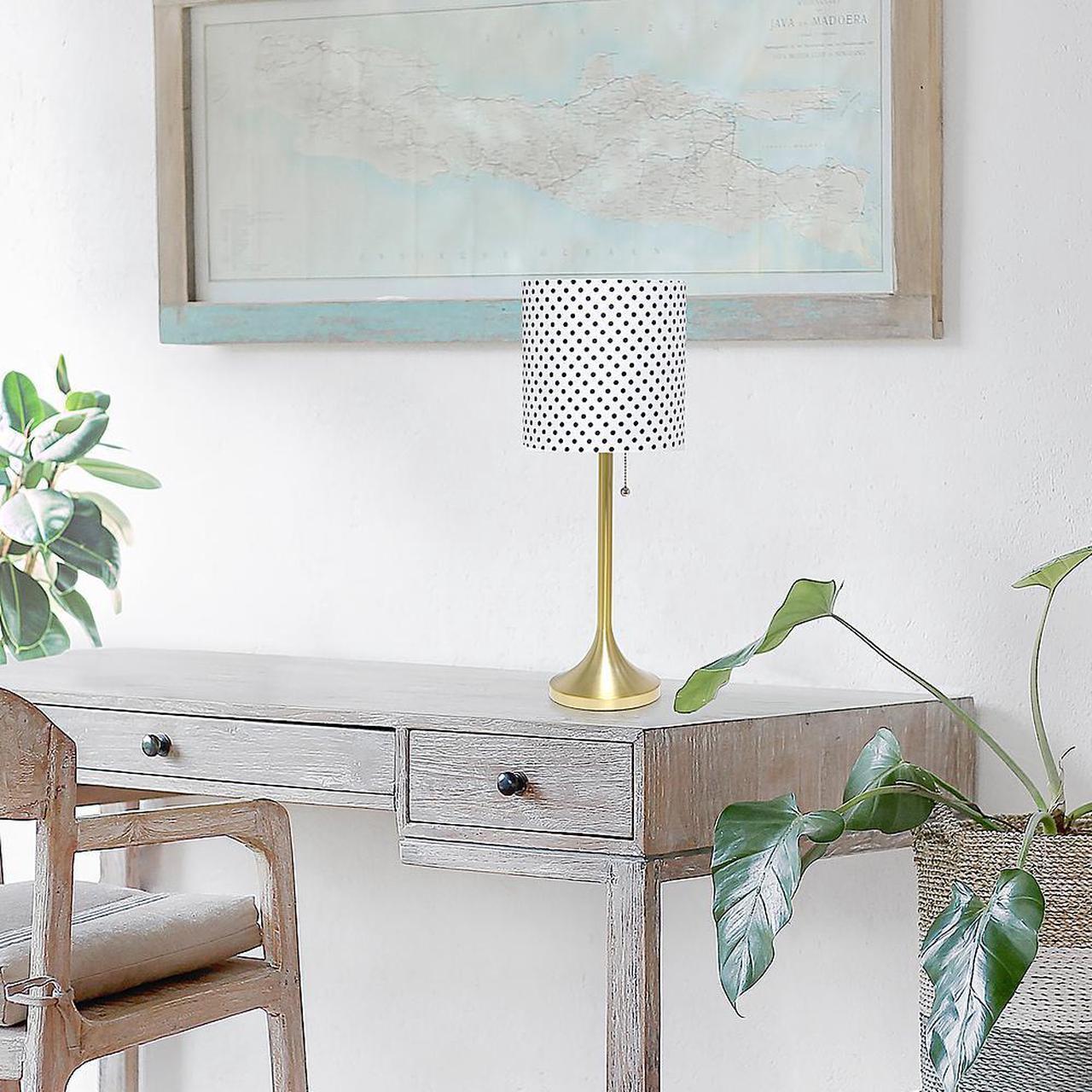 Alt view image 19 of 20 - Simple Designs Gold Tapered Table Lamp with Polka Dot Fabric Drum Shade