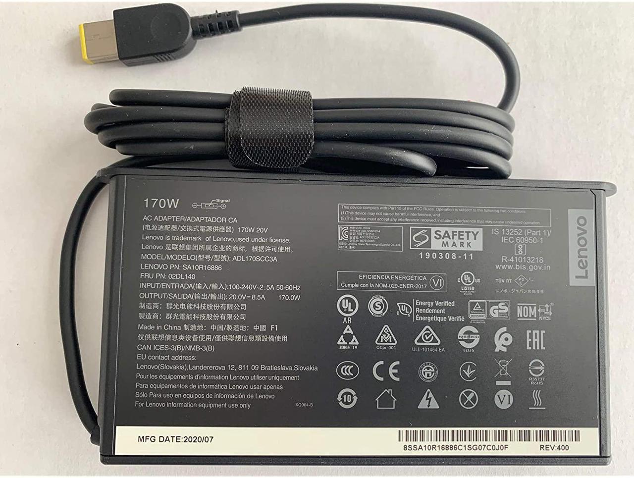 New Genuine Slim Design Lenovo 20V 8.5A 170W Ac Adapter Thinkpad P73, Compatible With P/N: Sa10R16886, 02Dl140, Adl170Scc3A.