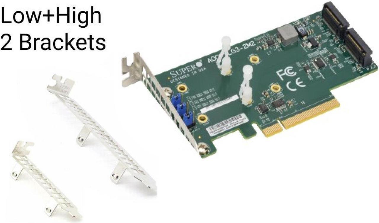 Alt view image 6 of 14 - Supermicro AOC-SLG3-2M2 PCIe Add-On Card for up to two NVMe SSDs - Bulk
