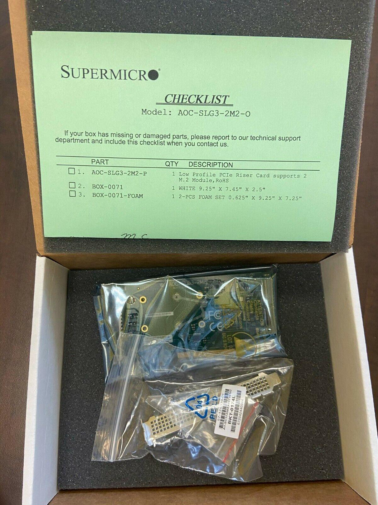 5-Pack SUPERMICRO Low Profile NVMe Mounting Brackets - For AOC-SLG3-2M2 & Other Cards