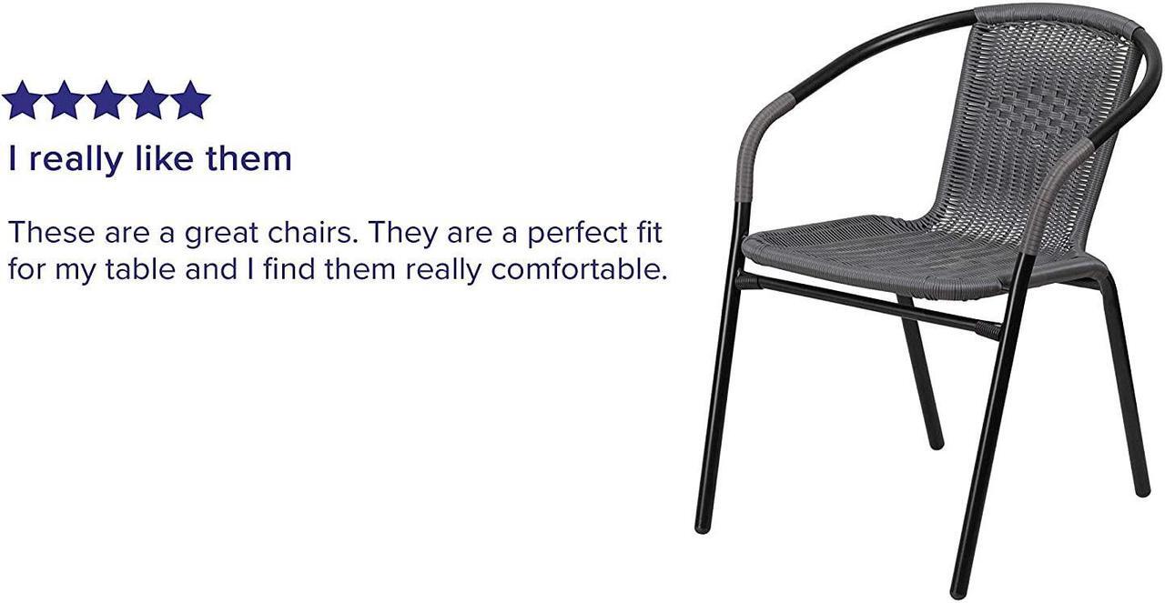 Alt view image 13 of 15 - Lila 2 Pack Gray Rattan Indoor-Outdoor Restaurant Stack Chair