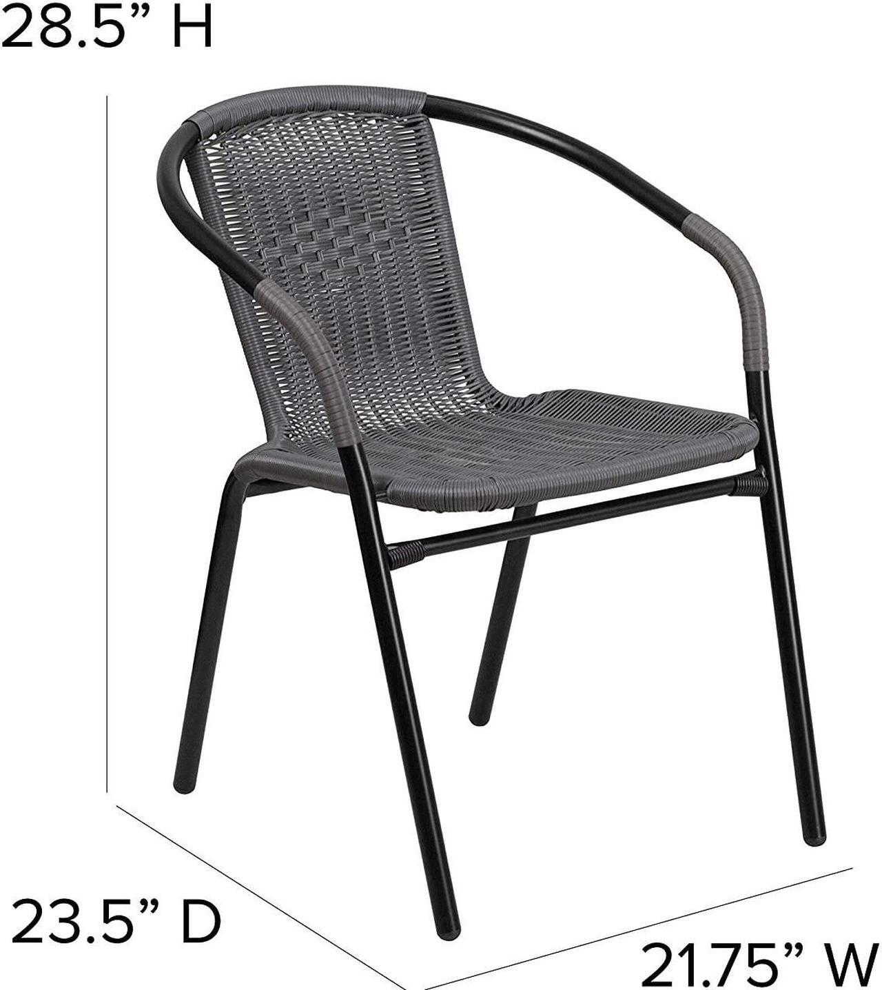 Alt view image 15 of 15 - Lila 2 Pack Gray Rattan Indoor-Outdoor Restaurant Stack Chair