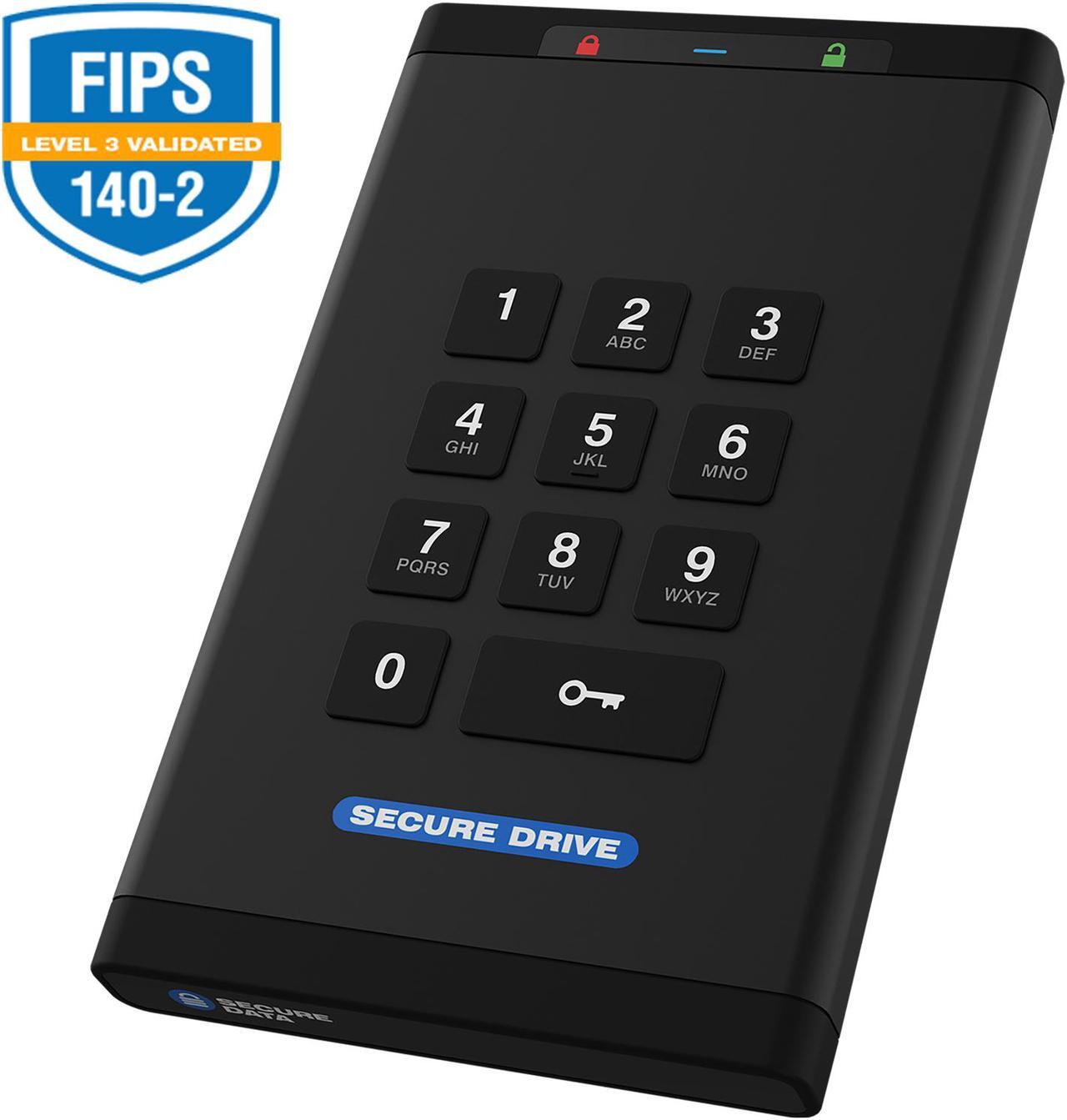 Main image of SecureData SecureDrive® KP 250GB SSD FIPS-140-2 Level 3 Validated 256-Bit Hardware Encrypted External Portable USB 3.0 - Unlock via On-Board Keypad