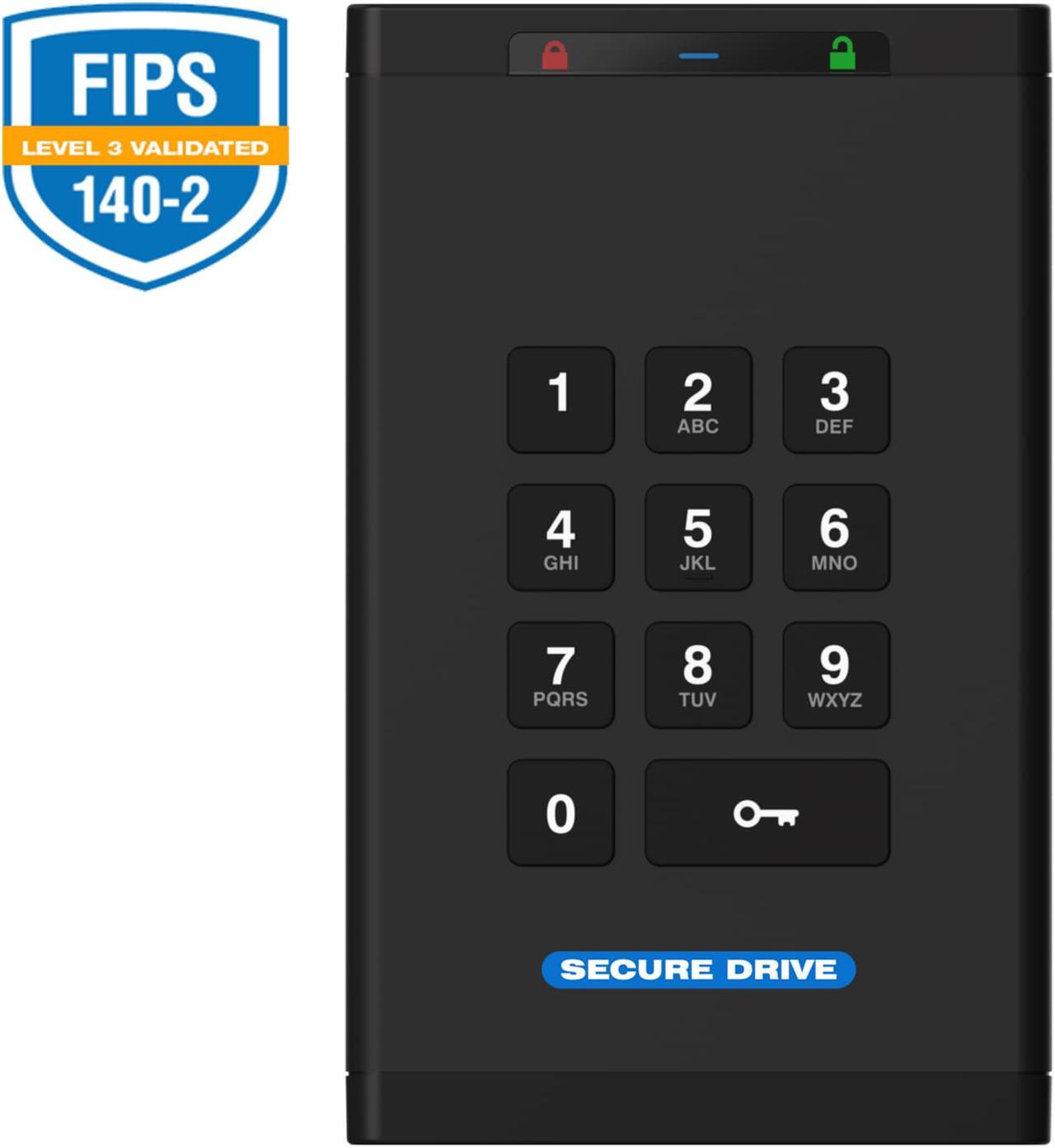 Alt view image 4 of 9 - SecureData SecureDrive® KP 250GB SSD FIPS-140-2 Level 3 Validated 256-Bit Hardware Encrypted External Portable USB 3.0 - Unlock via On-Board Keypad