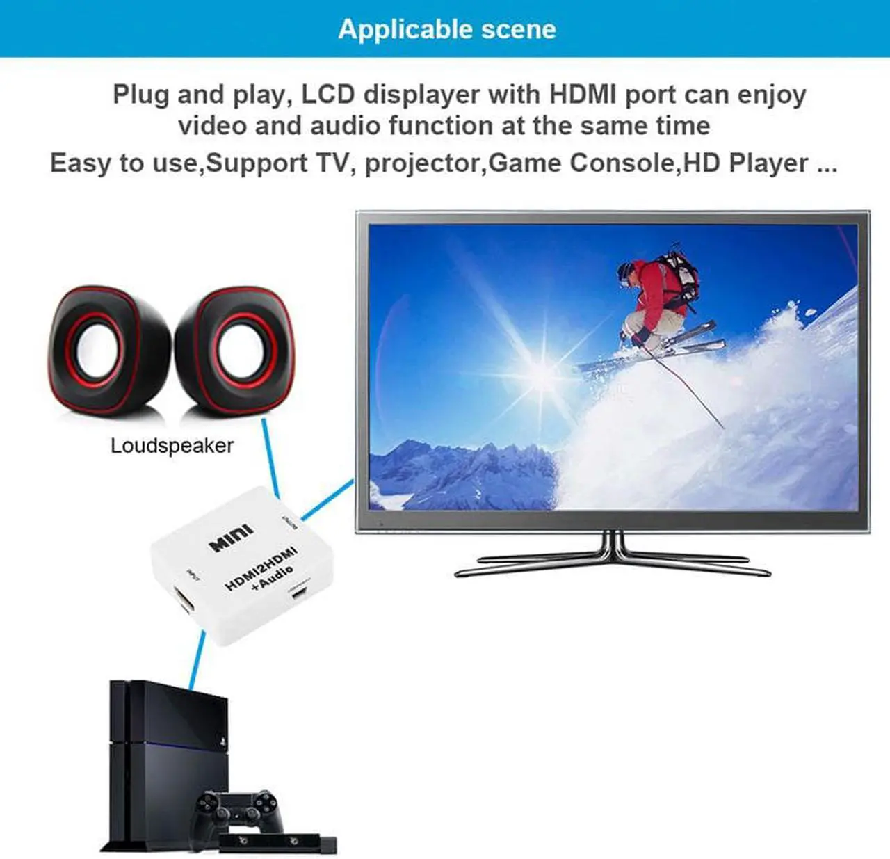 Alt view image 4 of 6 - Real HD 1080P MINI HDMI2HDMI Audio Converter Adapter HDMI to HDMI switcher For HD player HDTV PC Laptop