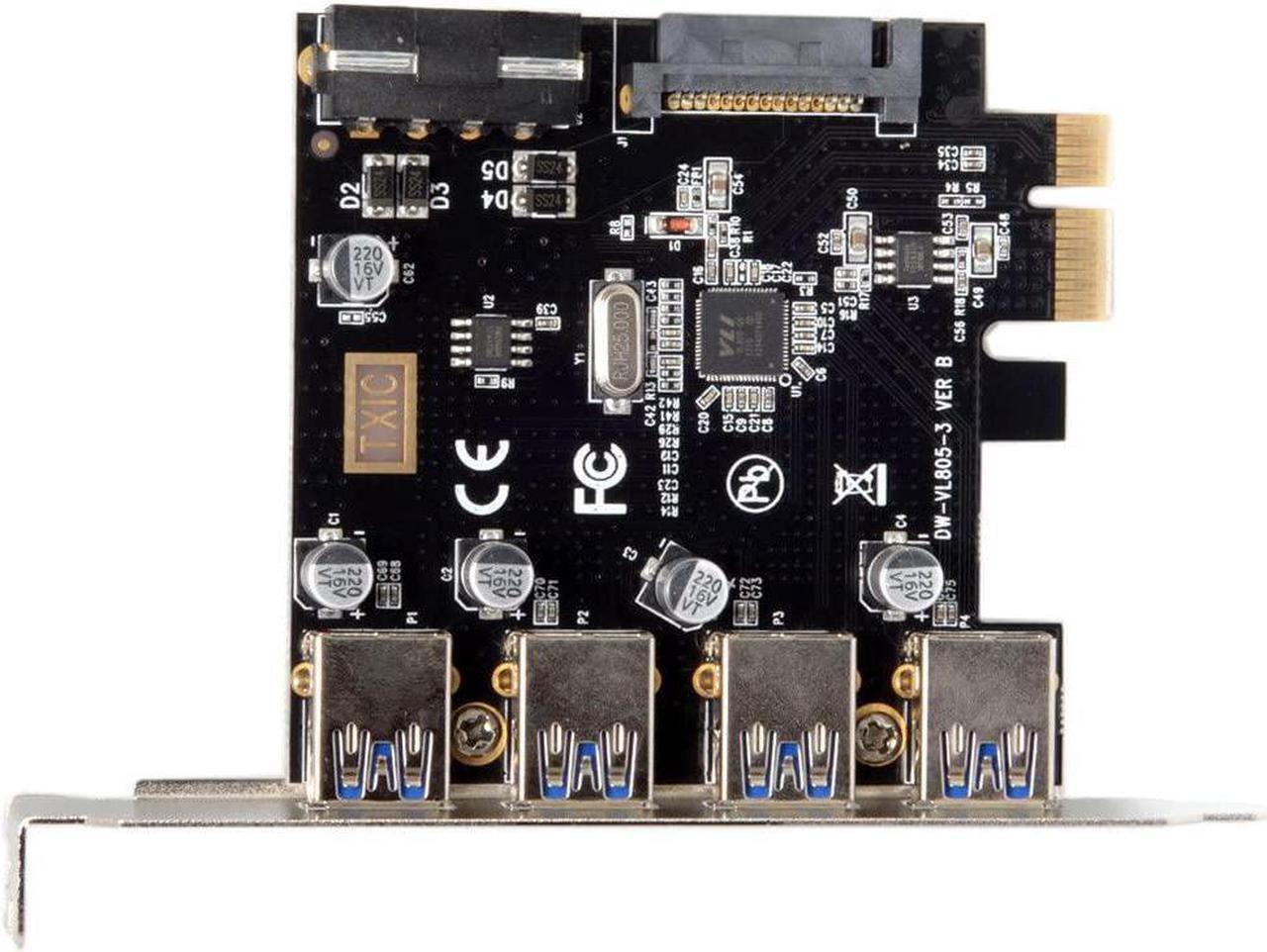 Alt view image 8 of 8 - Chenyang 4 Ports PCI-E to USB 3.0 HUB PCI Express Expansion Card Adapter 5Gbps for Motherboard