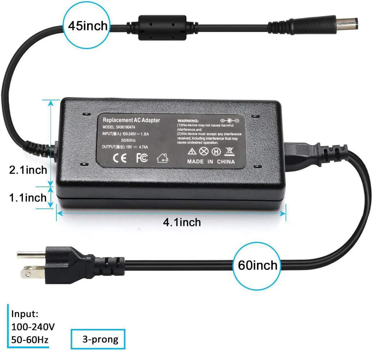 Alt view image 6 of 7 - New NX9000 NX9005 90W AC Adapter Laptop Charger for HP Compaq Notebook NX9010 ZE4328 N1050V Power Supply
