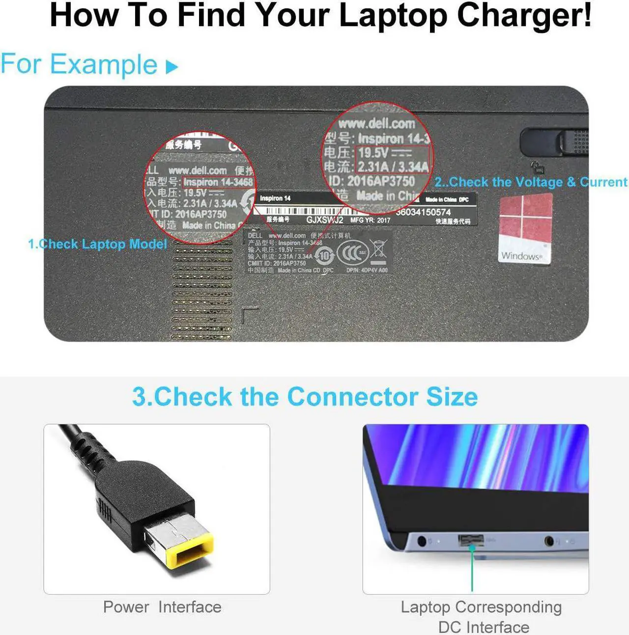Alt view image 2 of 7 - Replacement 65W Lenovo Laptop Charger for Thinkpad T470 T470S T460 E531 E570 E560 L470 L460 L440 T440 T450 T540P X270 X250 X240 ADLX65NLC2A ADLX65NCC3A ADLX65NCC2A AC Power Adapter