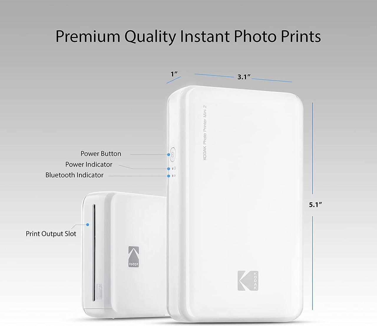 Alt view image 3 of 7 - Zink Kodak Mini 2 HD Wireless Portable Mobile Instant Photo Printer, Print Social Media Photos, Premium Quality Full Color Prints  Compatible w/iOS & Android Devices (White), Welcome to consult