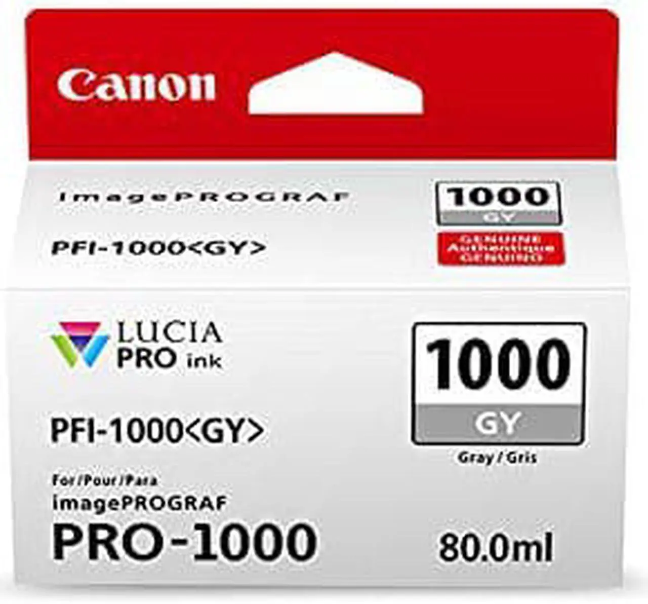 Alt view image 4 of 4 - Canon PFI-1000 GY LUCIA PRO Gray Ink Tank (80ml)