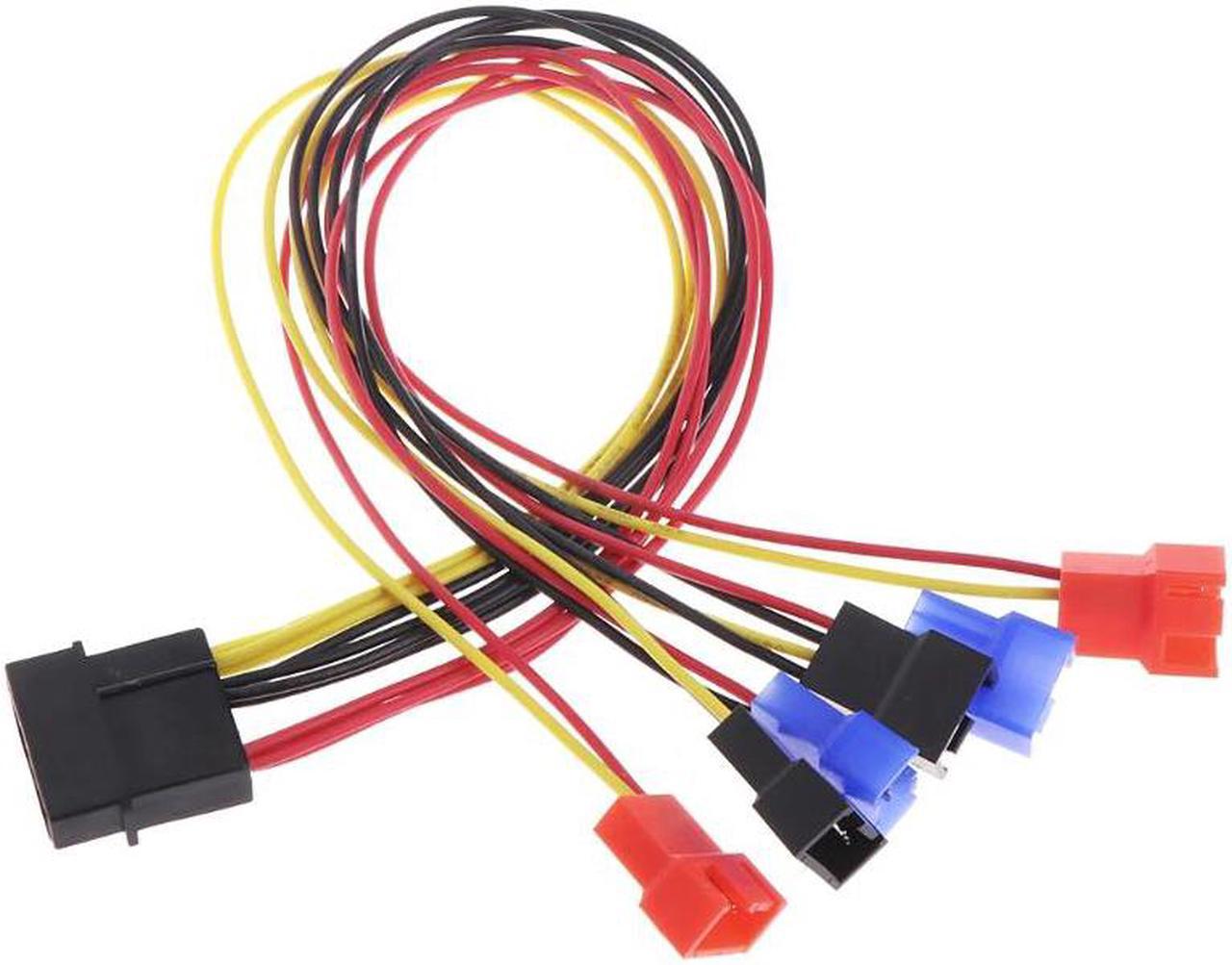 1 Set 4-Pin IDE Molex To 6-Port Cooling Fan 2-Pin Splitter Power PC DIY Adapter Cable High Quality