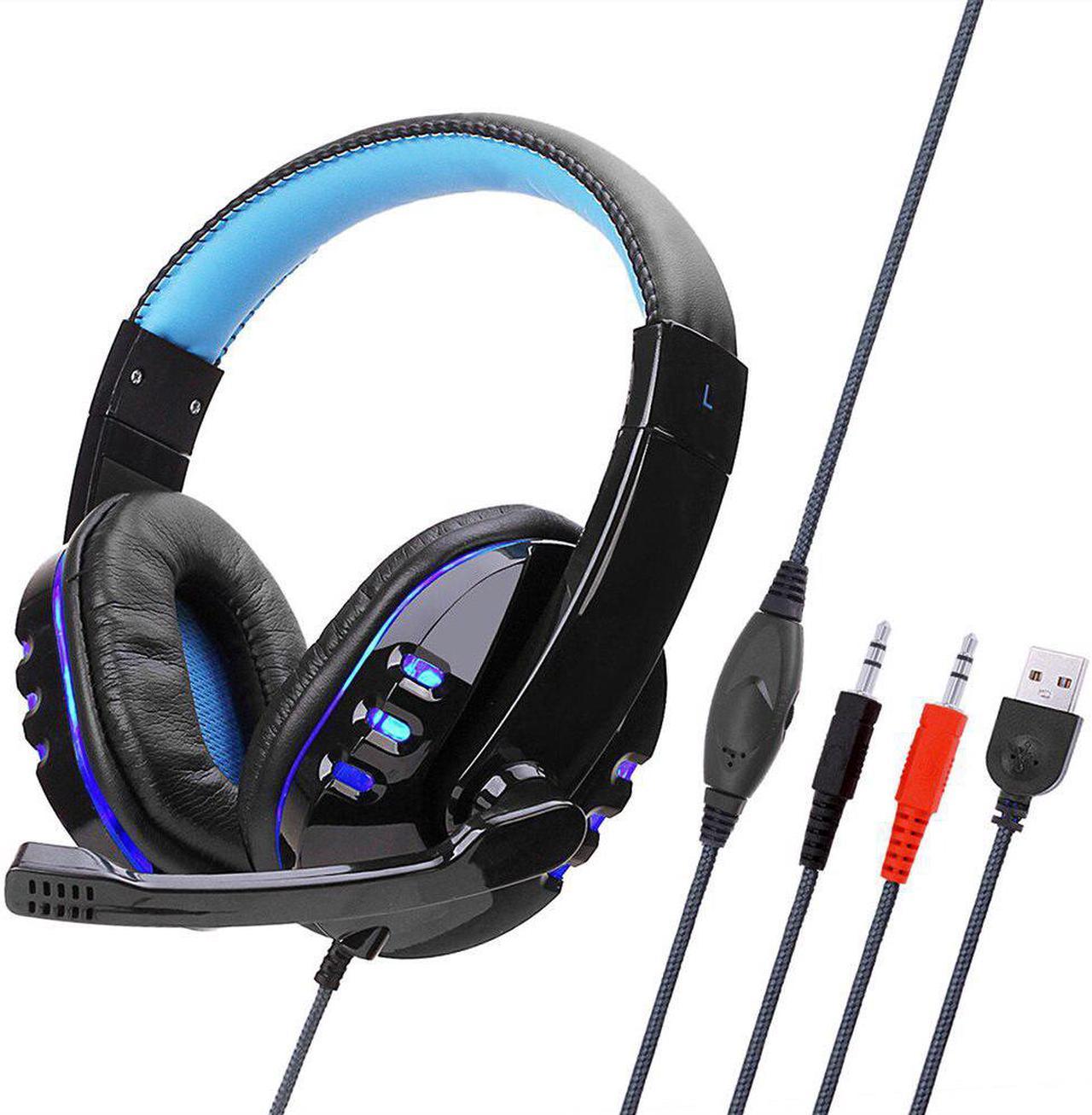 Wired Computer Gaming Headphones Earphone Over-ear Game Headset With Microphone AUX+USB Port Volume Control for PC