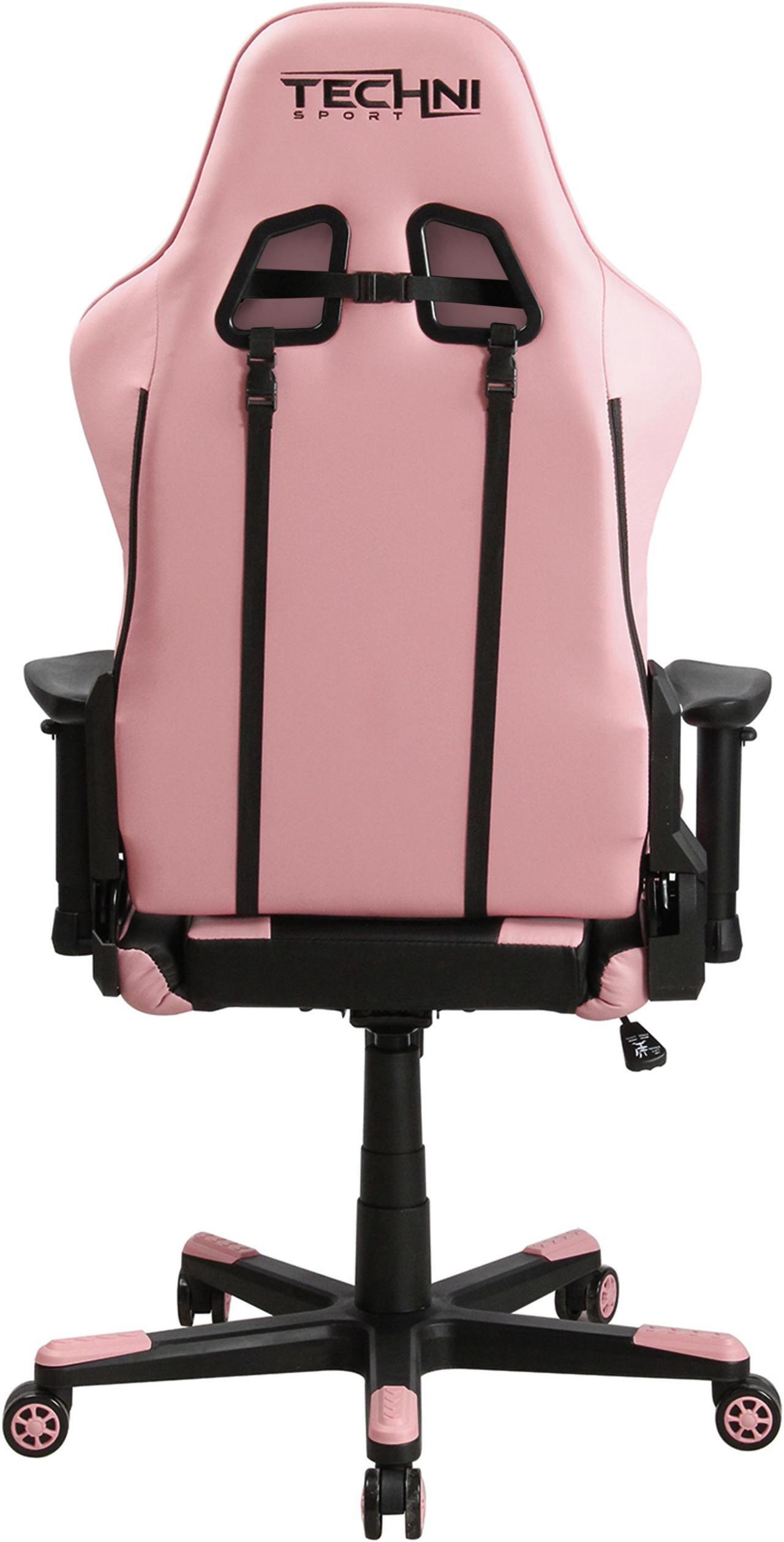 Alt view image 4 of 20 - Techni Sport TS43 High Back Racing Chair with Padded Arms, PC Gaming Chair with Height and Tilt Adjustment, Pink