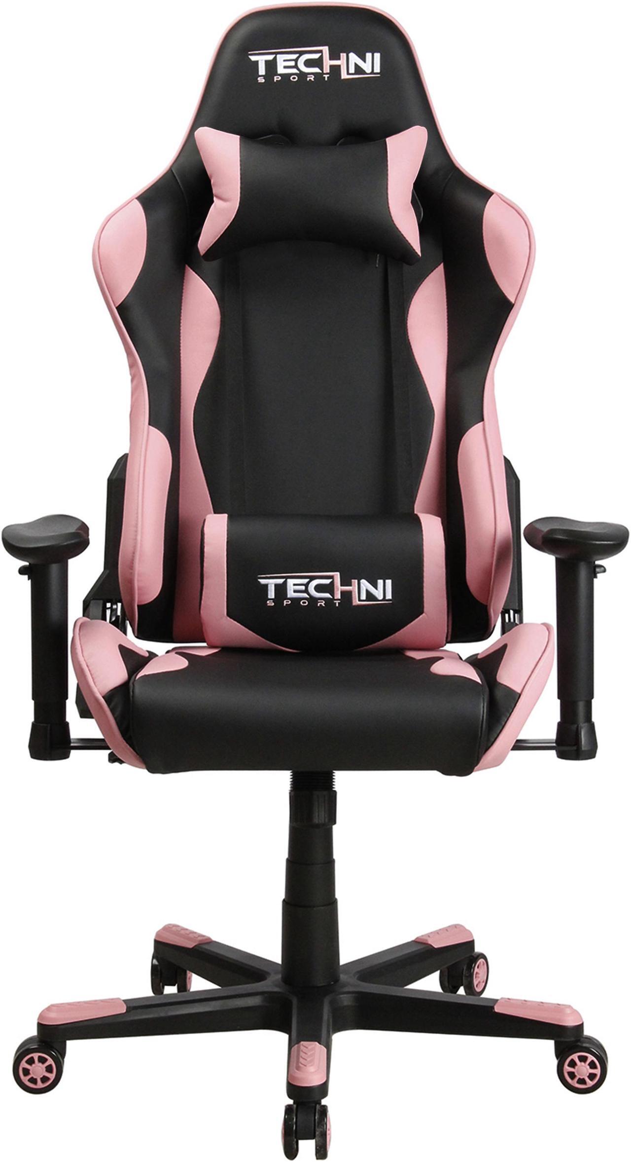 Alt view image 5 of 20 - Techni Sport TS43 High Back Racing Chair with Padded Arms, PC Gaming Chair with Height and Tilt Adjustment, Pink