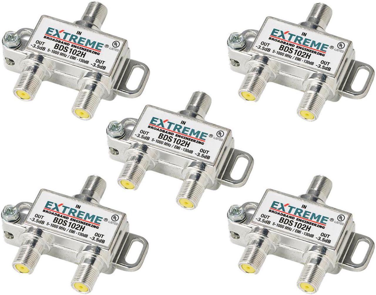 2 Way Extreme/Amphenol 1Ghz High Performance Coax Cable Splitter BDS102H 5 Pack