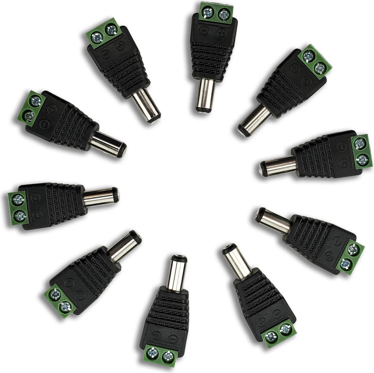 Pack of 10 Male 12V DC Power Connectors 5.5mm Jack Adapter by SatelliteSale