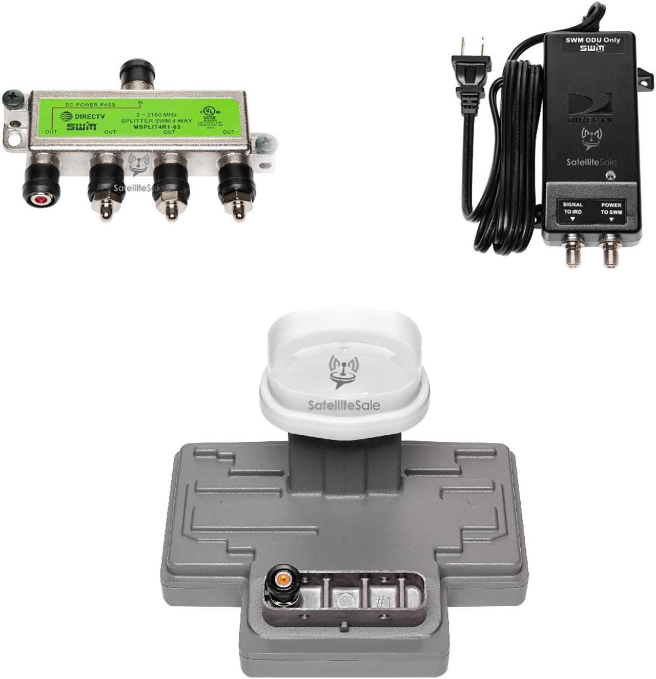 DirecTV swm sl3s lnb Kit With Power And Splitter (3d2rblnbr0-01, pi21r1-03, msplit4r1-03)