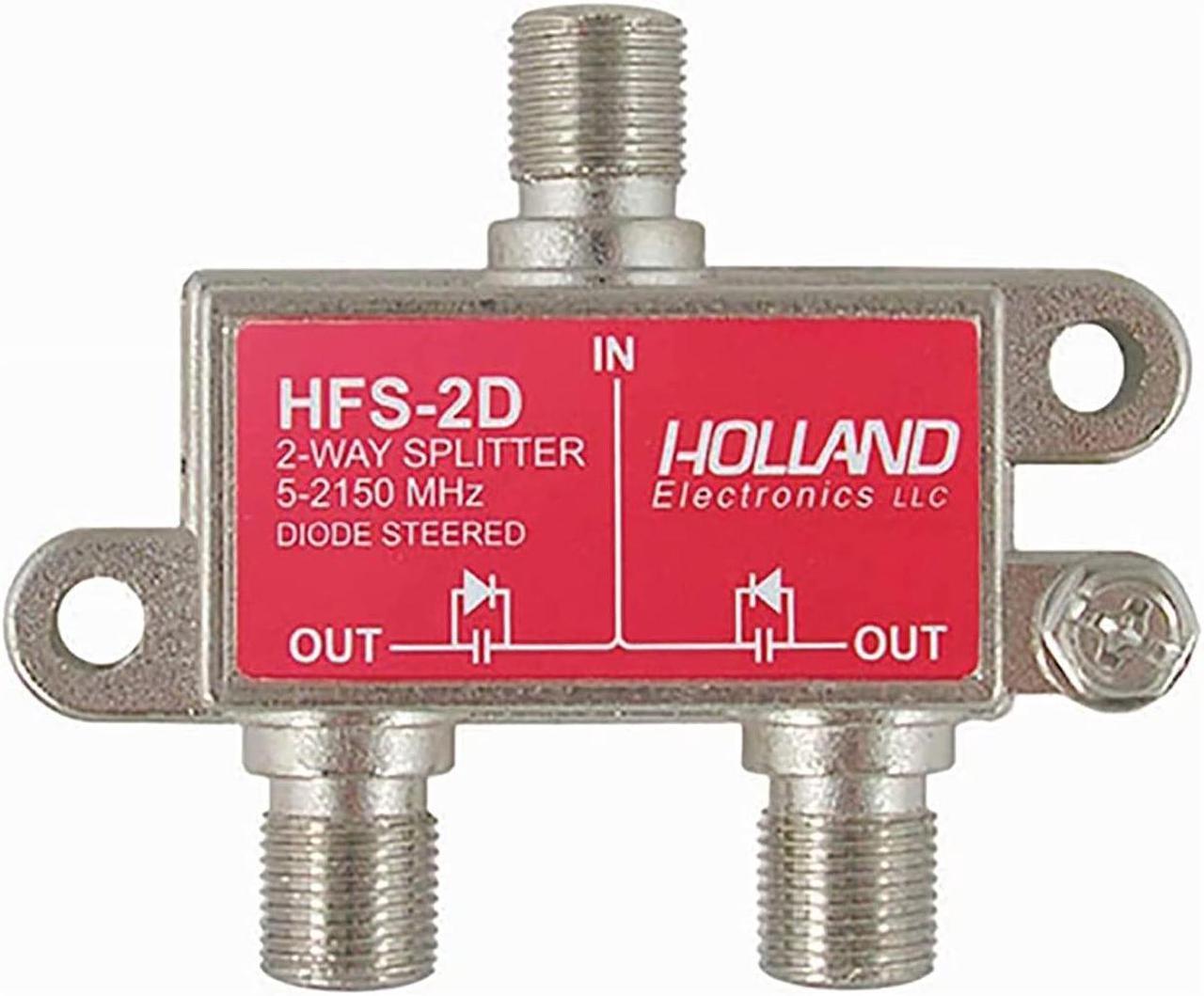 Holland HFS-2D 2-Way Coax Splitter Dish Network Approved Hopper & Joey - New