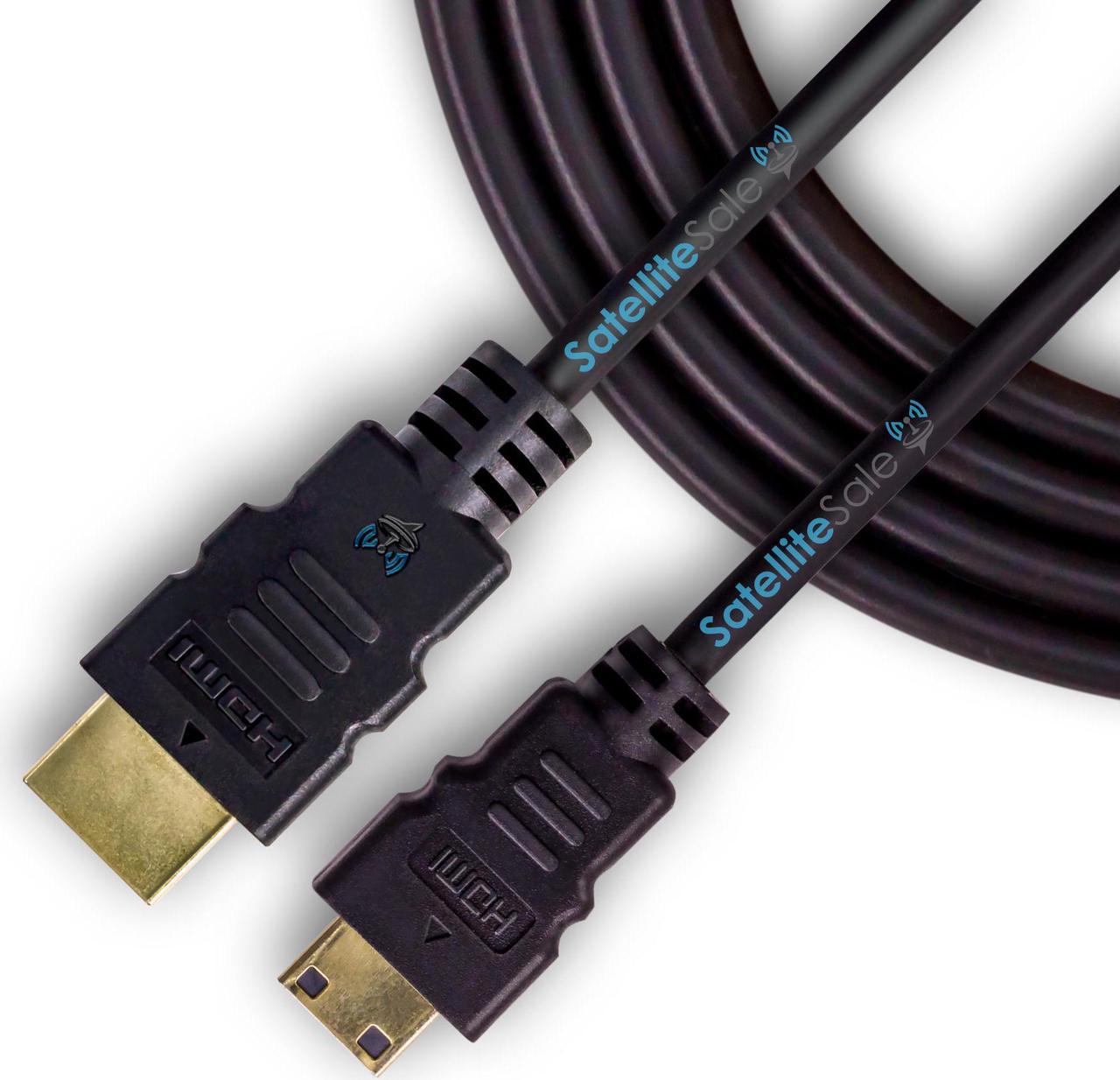 SatelliteSale Digital 1.4 Mini HDMI To HDMI Cable Universal Wire 4K/30Hz 10.2Gbps PVC 2160p Black Cord 3 Feet