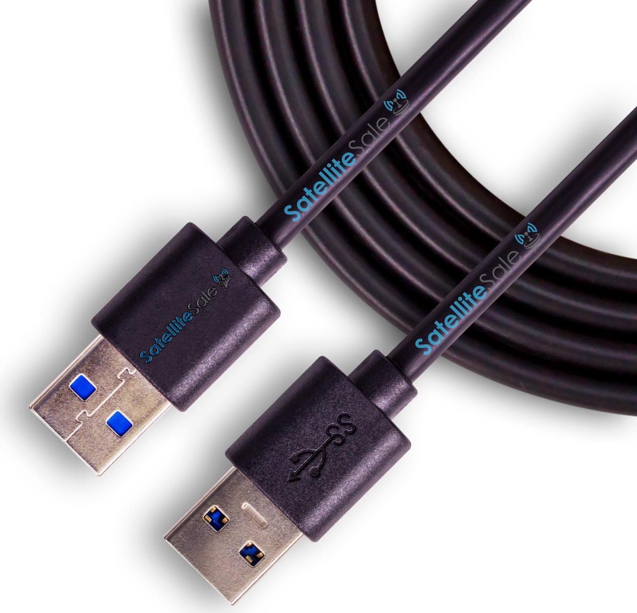 SatelliteSale Digital USB 3.0 Data Cable Male to Male Type A SuperSpeed 5Gbps Universal Wire PVC Black Cord 6 feet