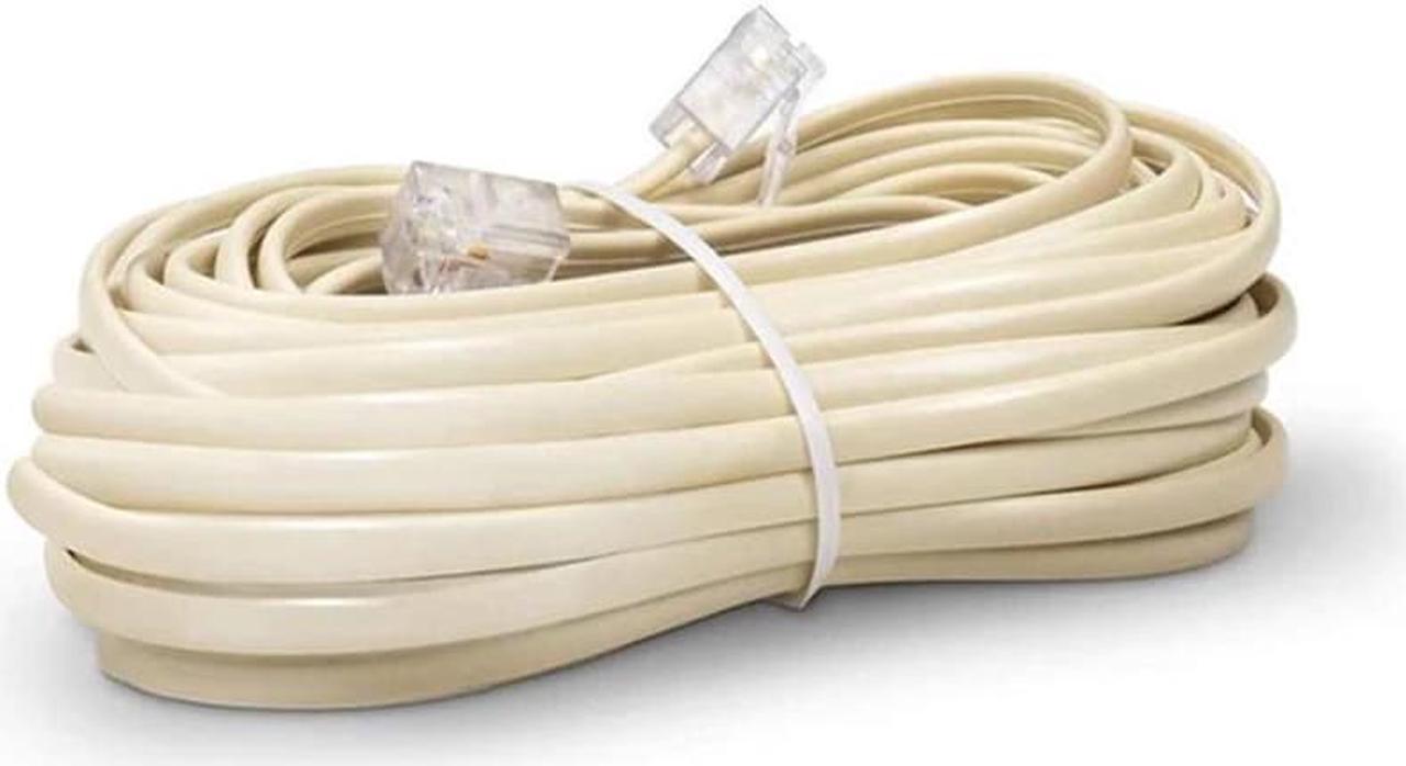 25' FT Foot Ivory Beige Telephone Extension Cord Cable Line Wire RJ-11