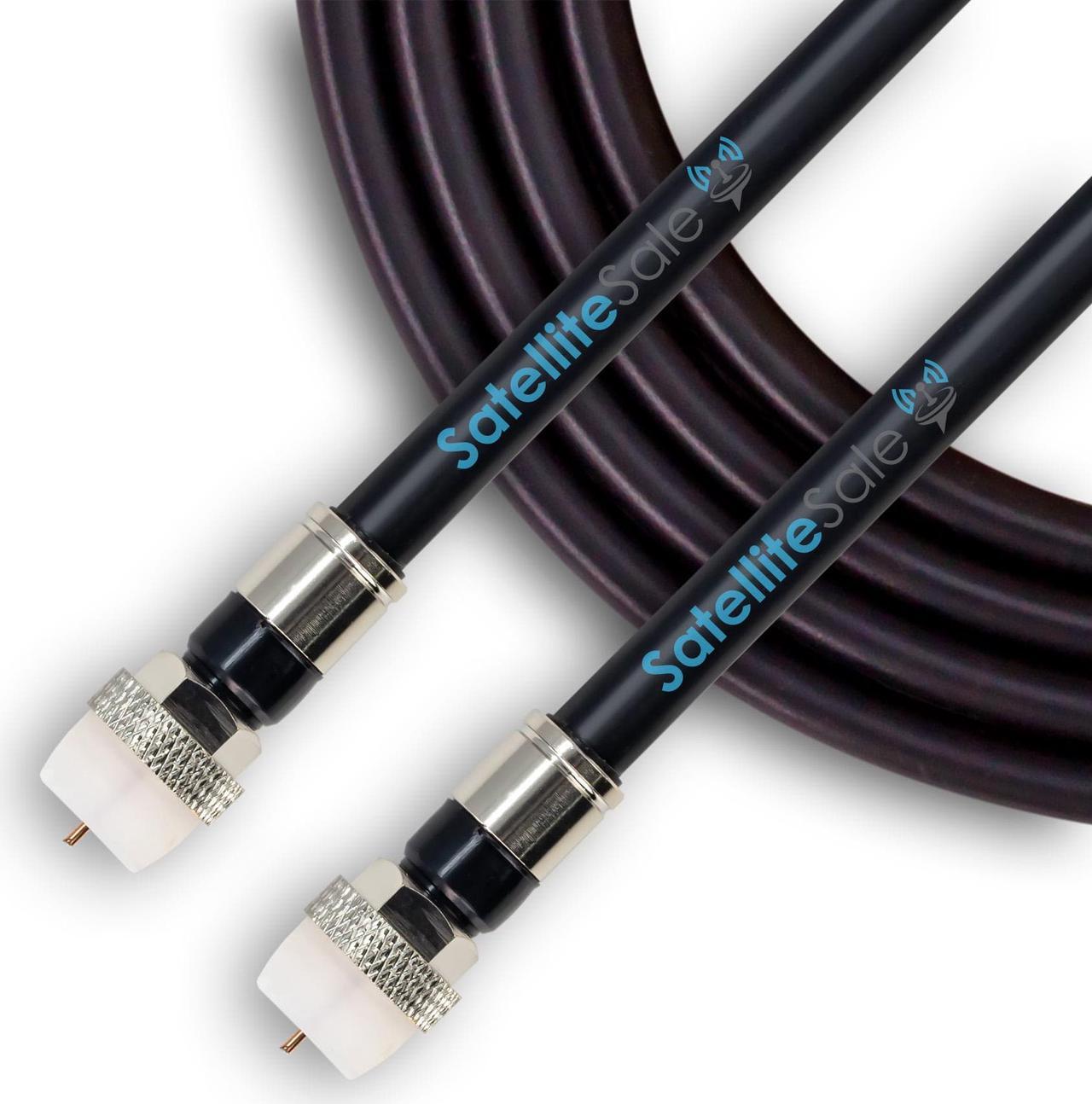 SatelliteSale Digital RG-6/U 75 Ohm Coaxial Cable with F-Type Waterproof Connectors Indoor/Outdoor Universal Wire Black Cord 100 feet