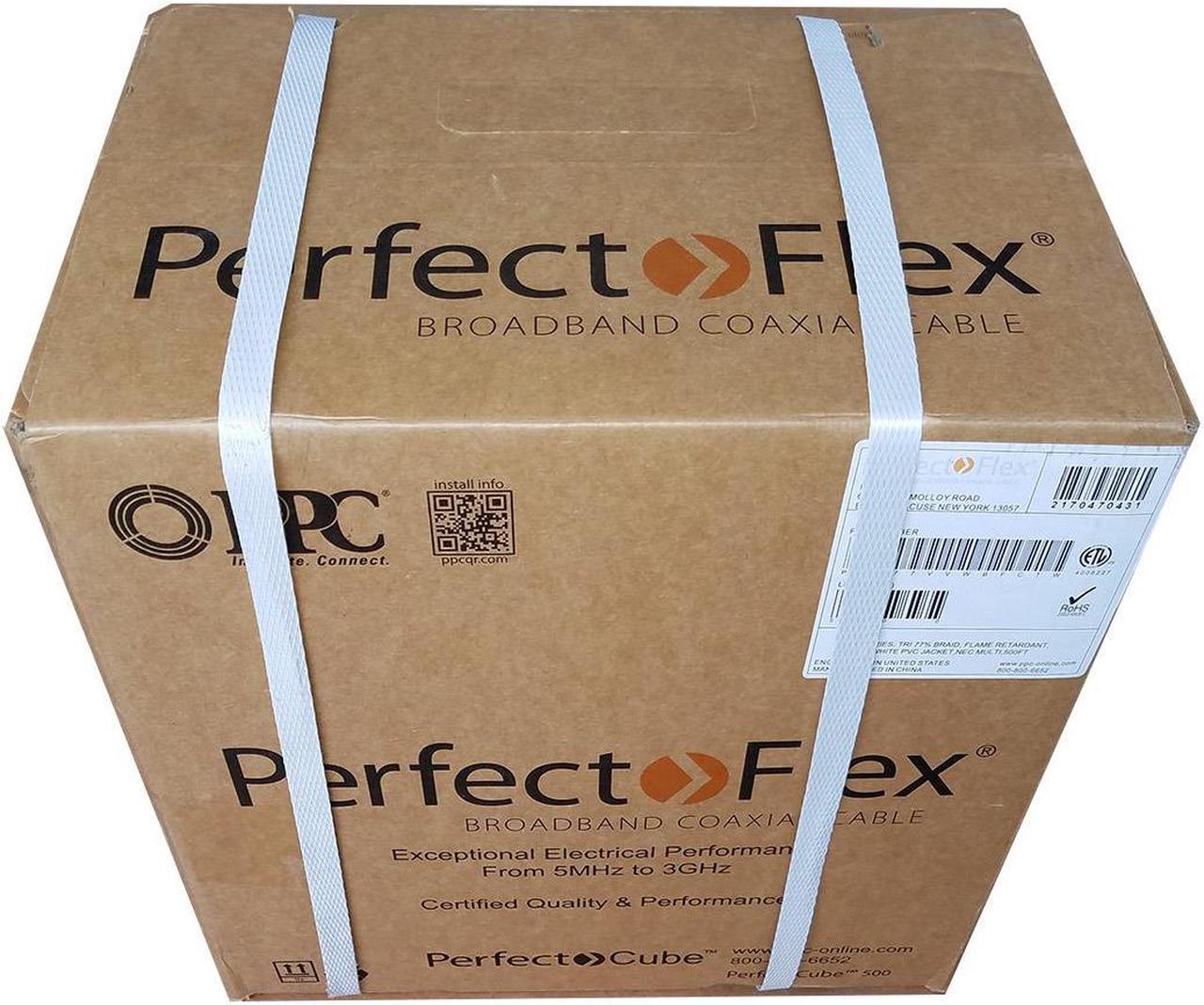 500 FT PPC CATV RG6 Cable SATELLITE White Coaxial 3GHz P6T77VVBFC PERFECT FLEX