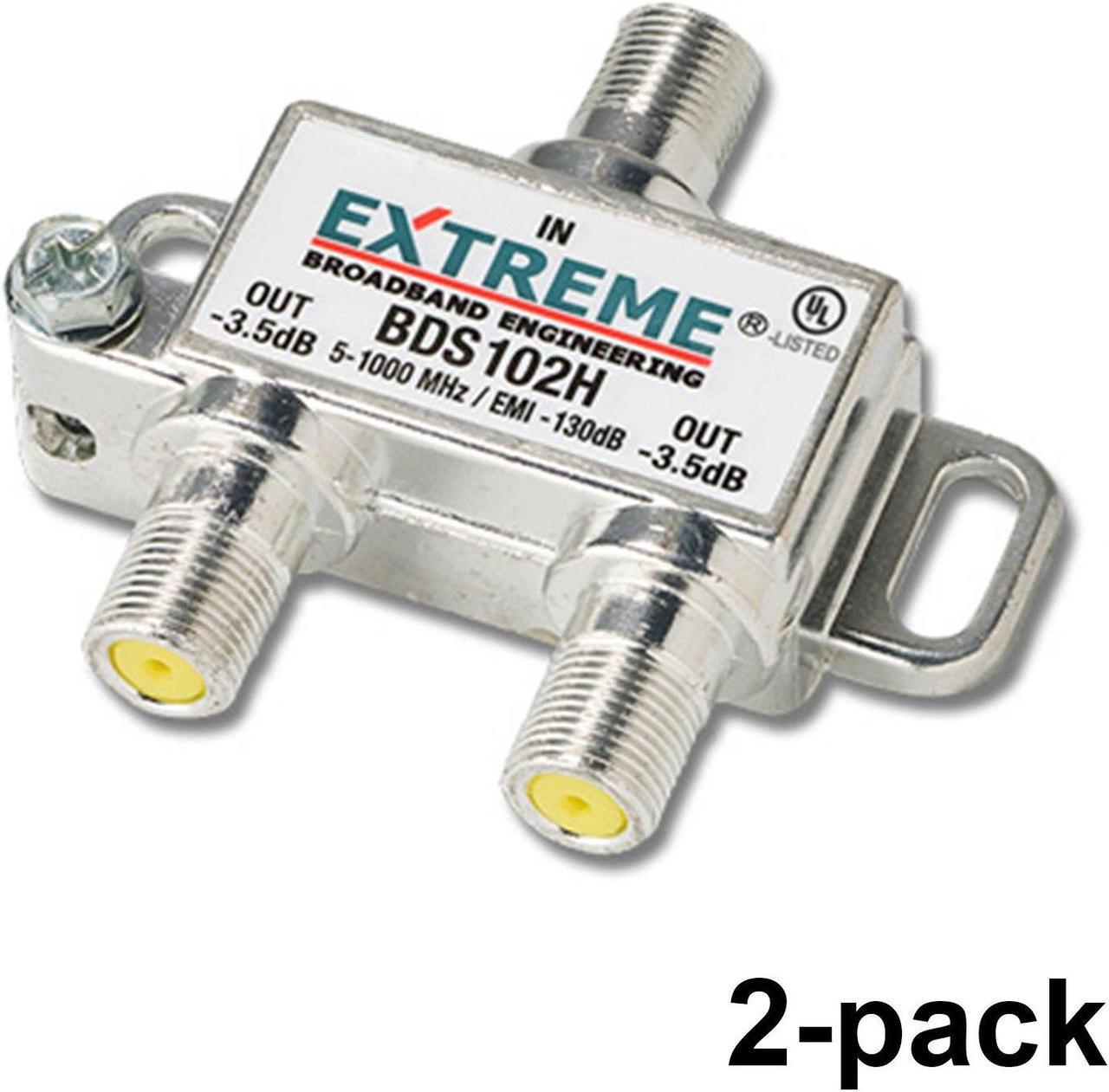 2 WAY EXTREME HD DIGITAL 1GHz HIGH PERFORMANCE COAX CABLE SPLITTER - (BDS102H) 2 Pack