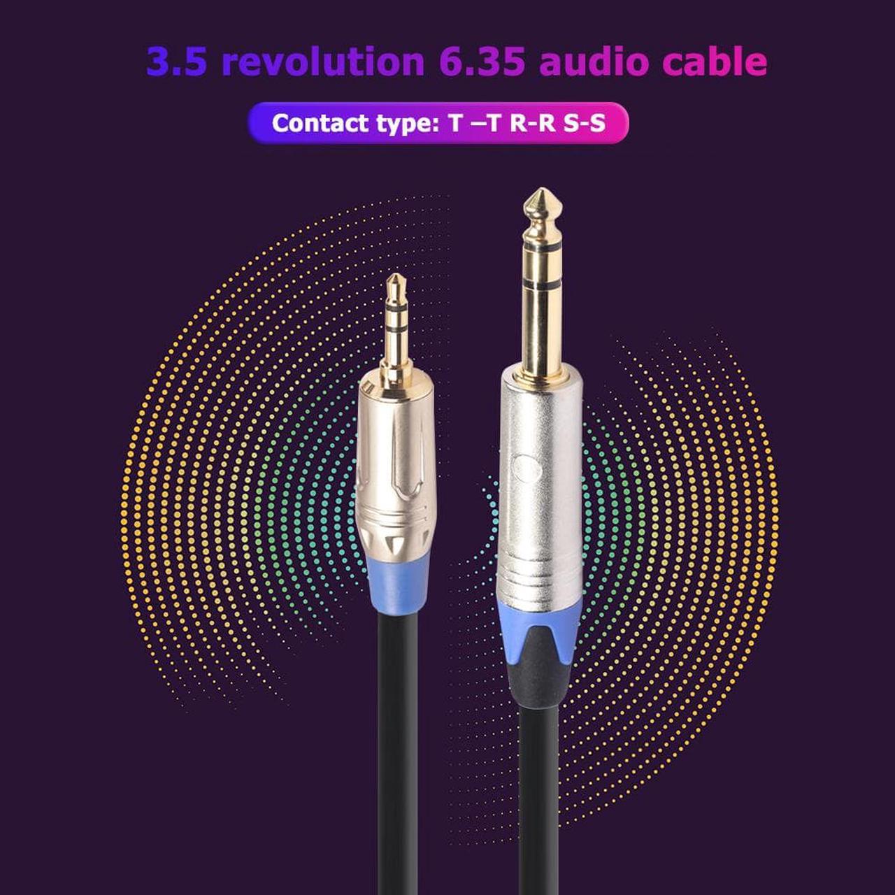 1/8 Male Cable TRS Stereo Audio Cable Amplifier 6.35 mm 1/4 Male to 3.5 mm Mixer for Household Music Audio Decoration (1pcs)