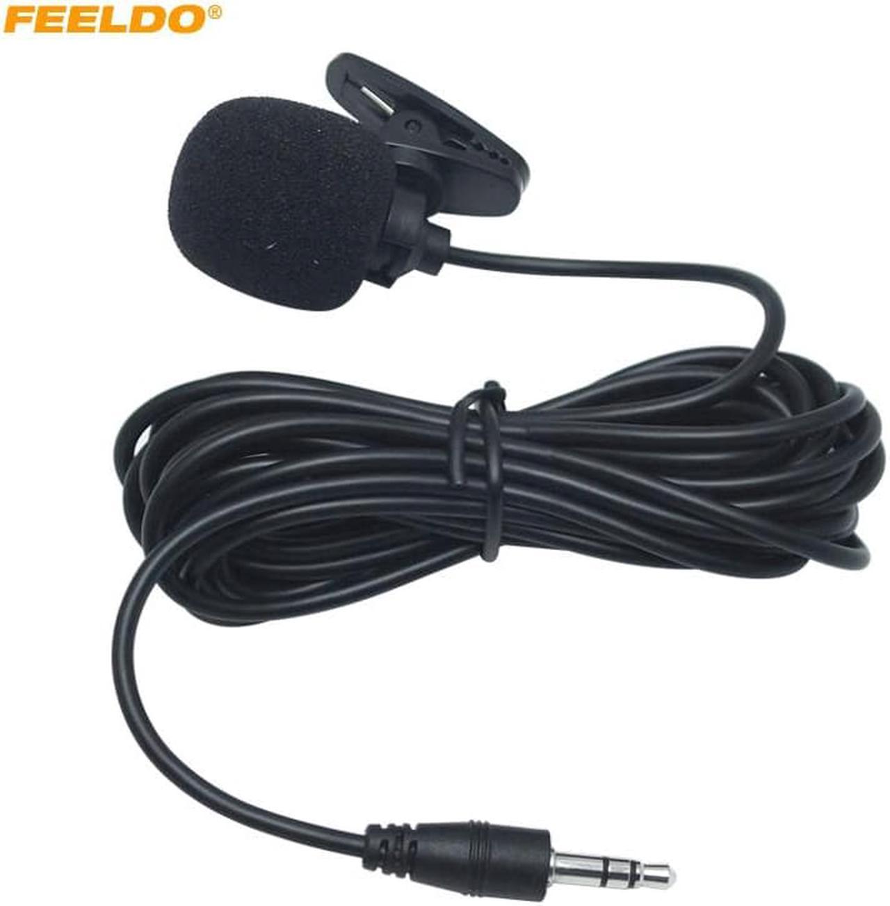 FEELDO 3.5mm TRS Microphone Kit Clip On For Car GPS Interior Handsfree Calls With Jack and 3M Cable (1pcs)