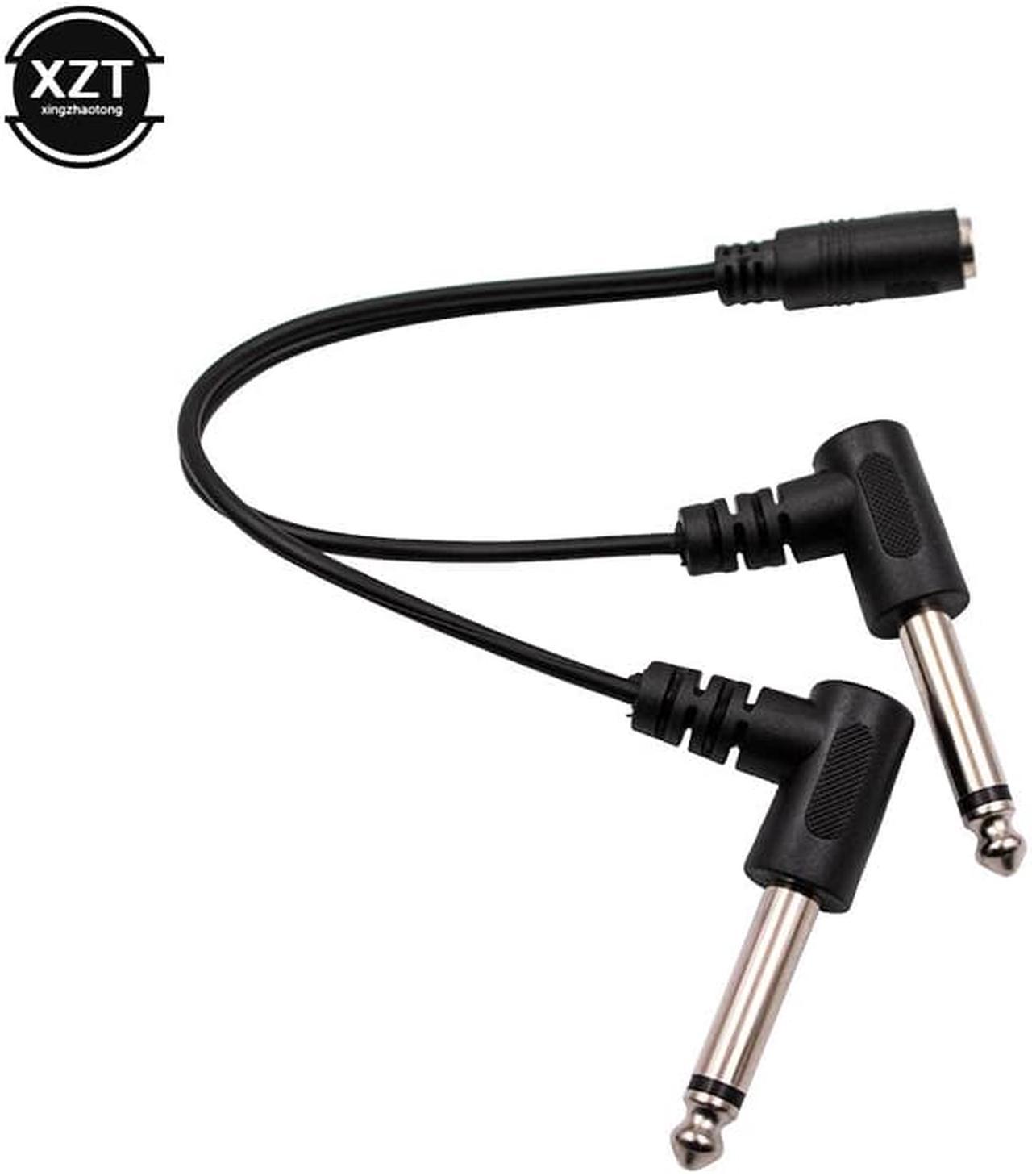 2019 3.5mm Mini 1/8 inch TRS Stereo Female Jack to Dual 1/4 6.35mm Male Plug Mono TS Right Angle Audio Adapter Y Splitter Cable (1pcs)