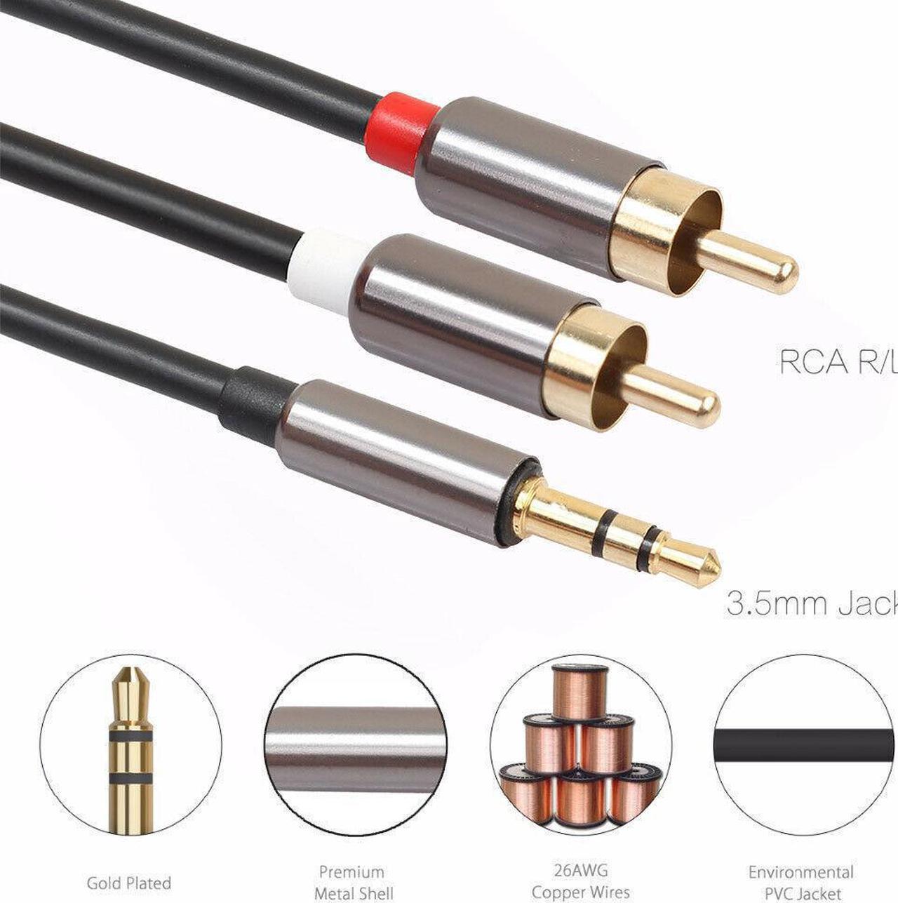 EastVita 1m 3.5mm Jack male (TRS 1/8 inch) to 2 Male RCA Stereo Analog Cable Audio Adapter r20 (1pcs)