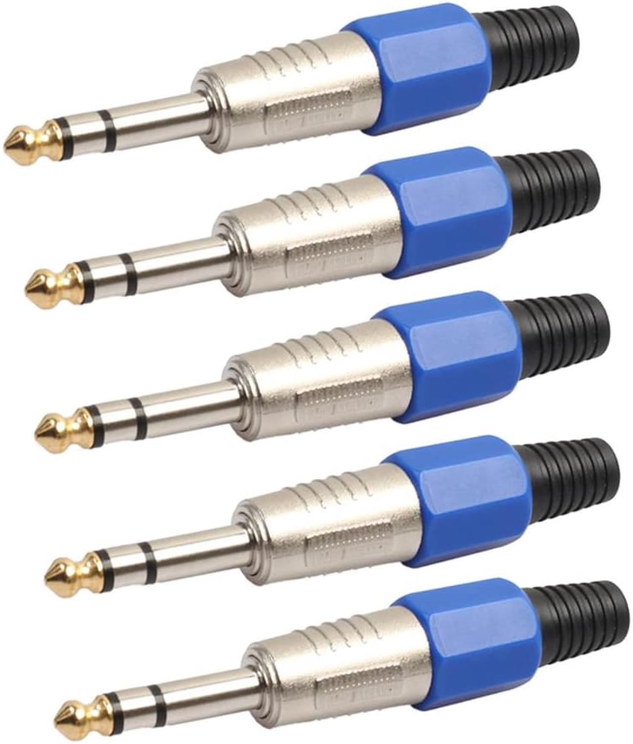 Durable 5x Alloy 6.35mm TRS Stereo Audio Adapters for Microphone Electric Guitar (1pcs)