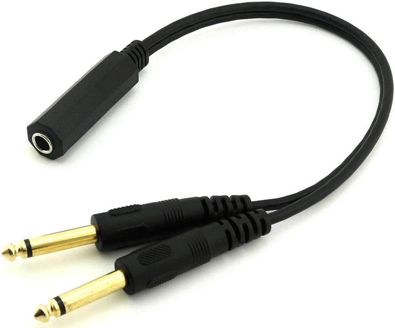 Hot TTKK 1pc 6.35mm 1/4 inch Stereo TRS Female to 2 Dual 6.35mm Mono TS Male Y Splitter Cable (1pcs)