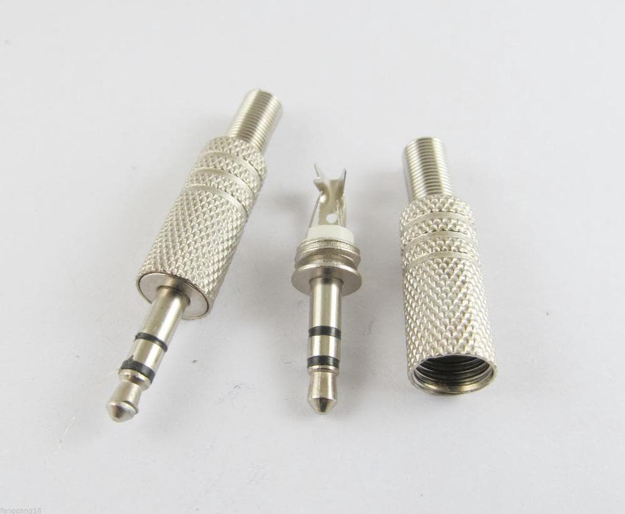 1pcs 3.5mm 1/8" Stereo Male Plug Metal Audio Cable Nickel TRS Adapter Connector DIY