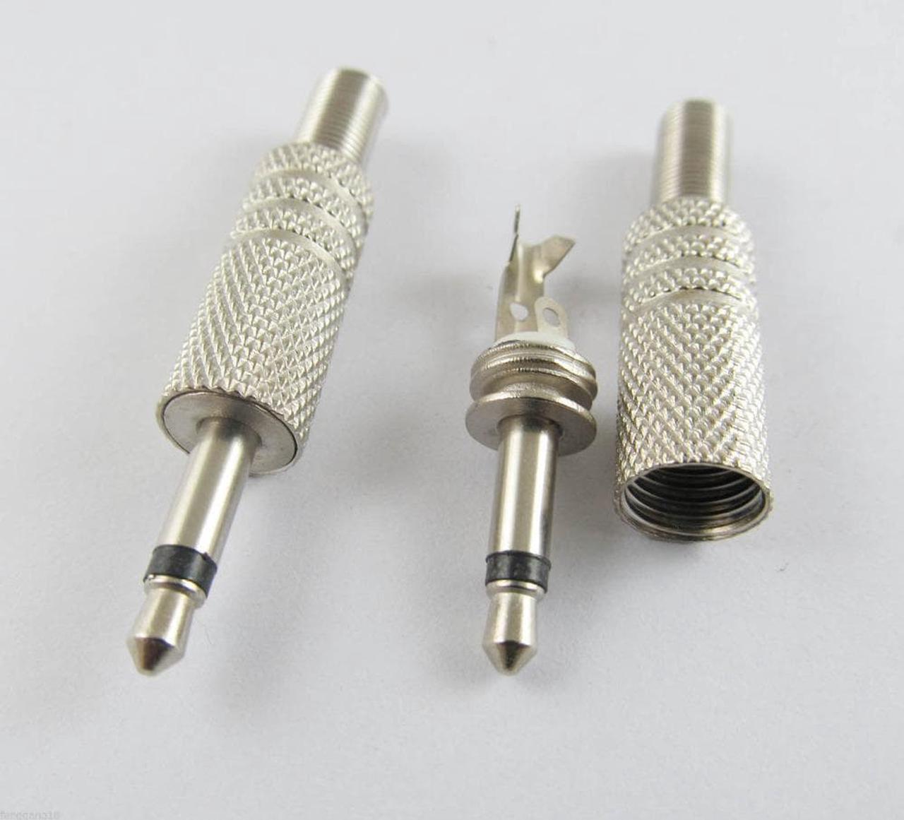 10pcs 3.5mm 1/8" MONO Male Plug Metal Audio Cable Solder Nickel TRS Adapter Connector