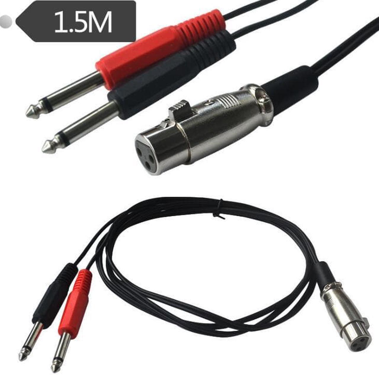 XLR 3 Pin Female to Dual 6.35mm 1/4" Mono Male Plug TRS Audio Y Cable (1pcs)