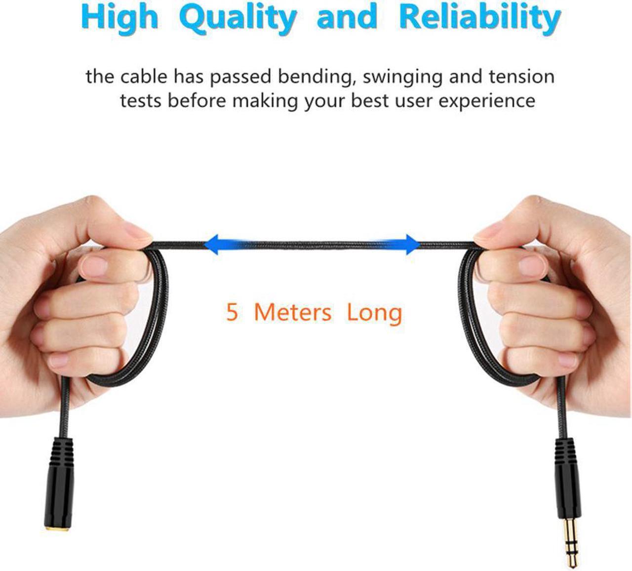 Alt view image 2 of 6 - 5m 16Ft Earphone Headphone Extension Cable 3.5mm Jack Male to Female AUX Cable M/F Audio Extender Adapter Wire Cord For PS4 TV (1 pcs)