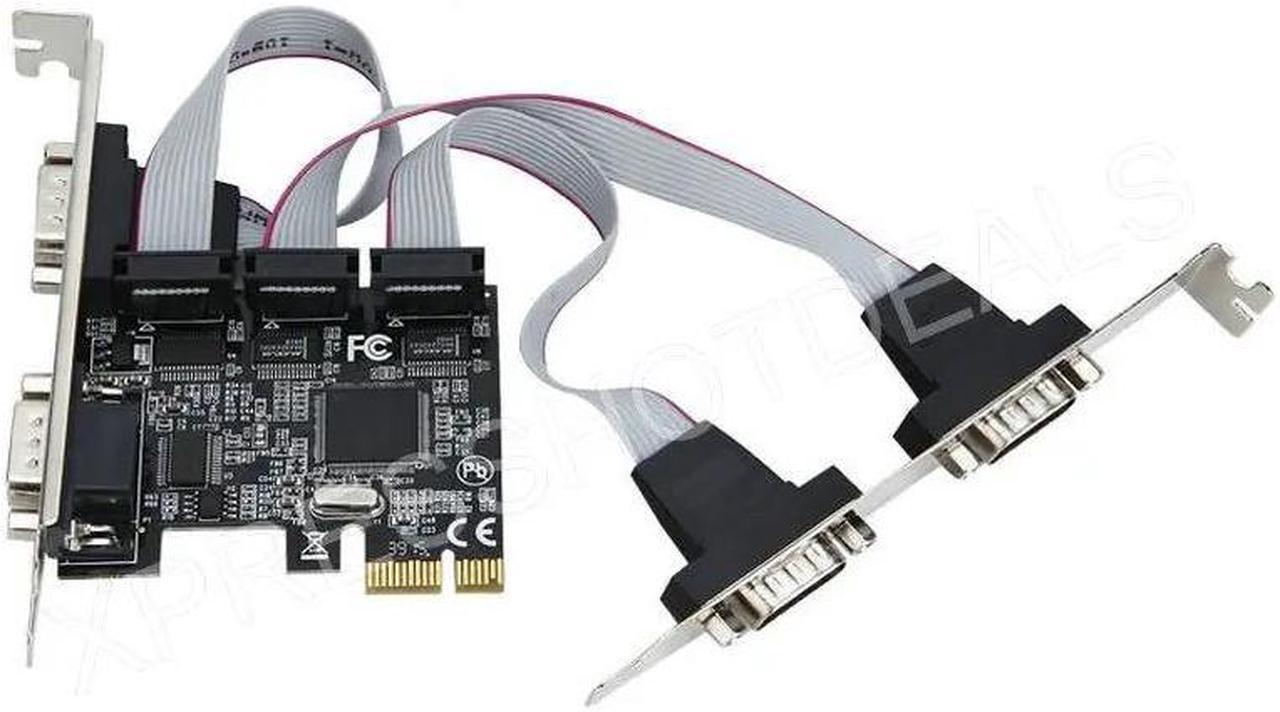 PCI-E 4 Ports RS232 PCI Express DB9 Serial RS232 Com Controller Extender Adapter Card MOSCHIP Chip